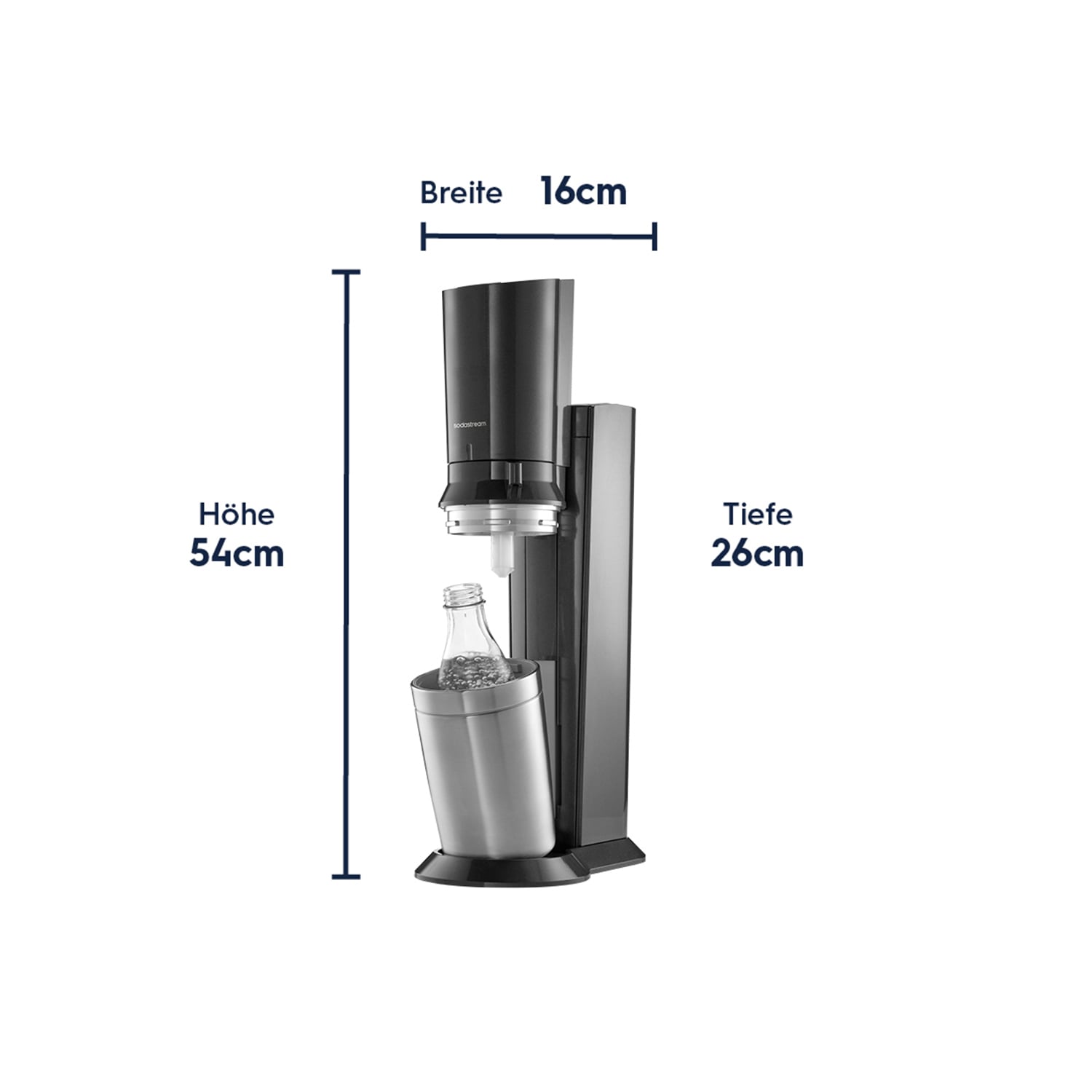 SodaStream Wassersprudler »CRYSTAL 3.0 Wassersprudler titan, Standard Pack« Hochwertige Glaskaraffe