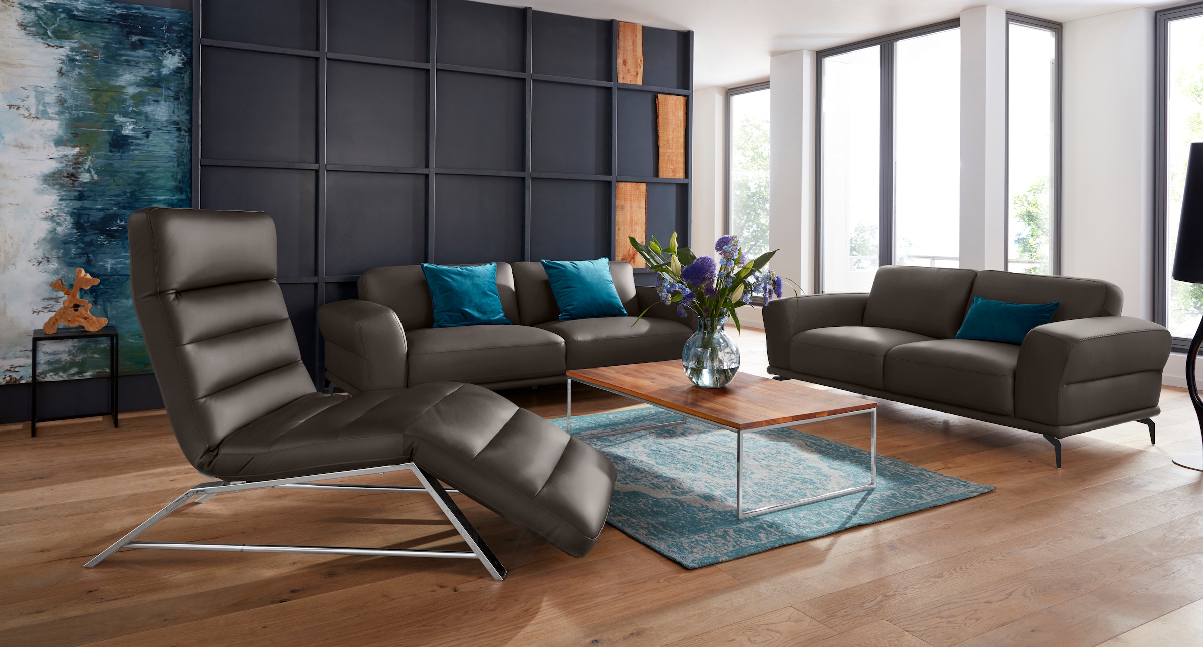 W.SCHILLIG 2,5-Sitzer »montanaa« mit Metallfüßen in Schwarz pulverbeschichtet, Breite 232 cm