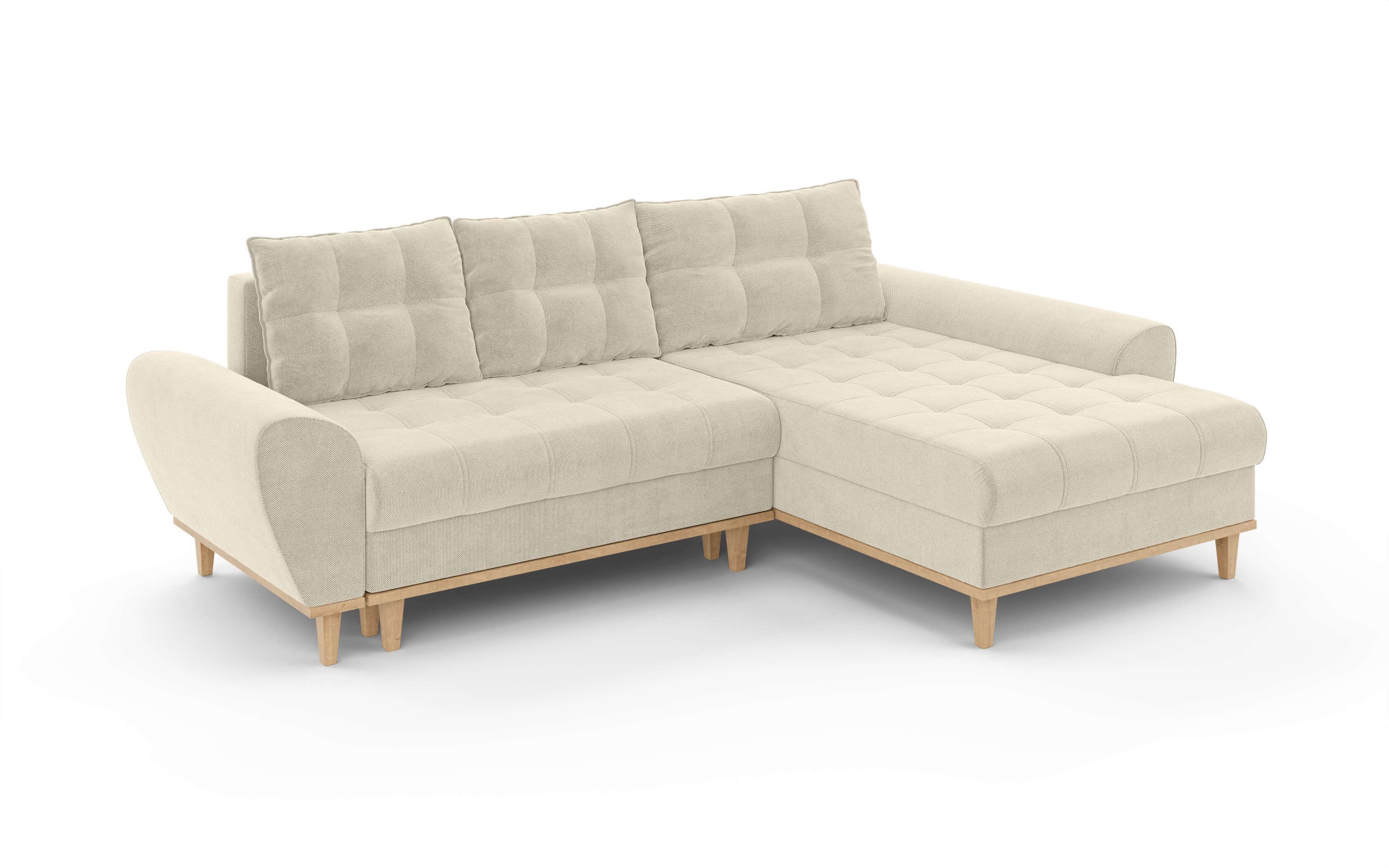 Home affaire Ecksofa »Ahrdorf mit Bettfunktion und Bettkasten, Maße: B/H/T 268/86/175 cm«, L-Form mit 3 Rückenkissen und moderne gerundete Armlehnen