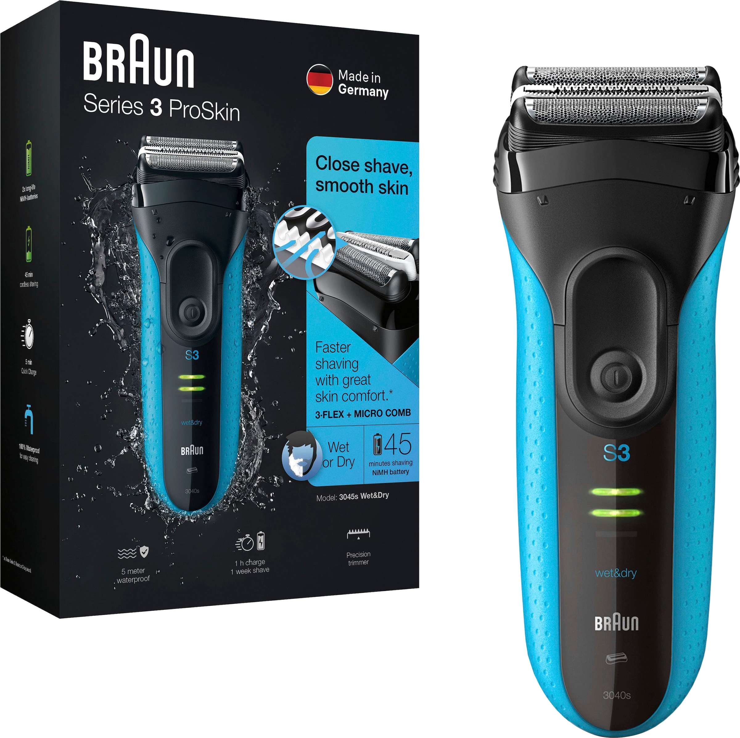 Braun bestellen OTTO Wet&Dry ProSkin Elektrorasierer 3040s«, 3 Präzisionstrimmer, bei »Series