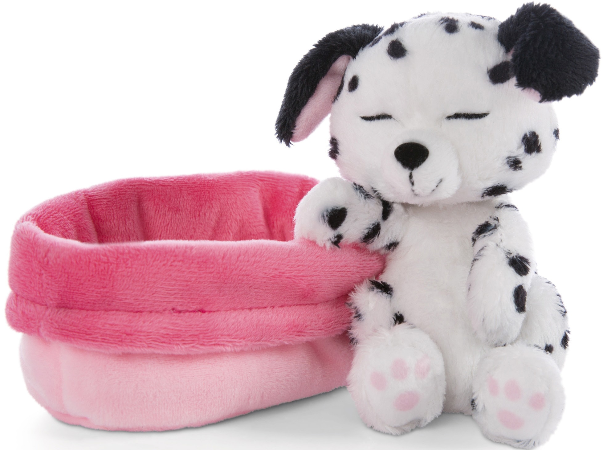 Nici Kuscheltier »Sleeping Pets, Welpe Dalmatiner, 12 cm«, im Körbchen