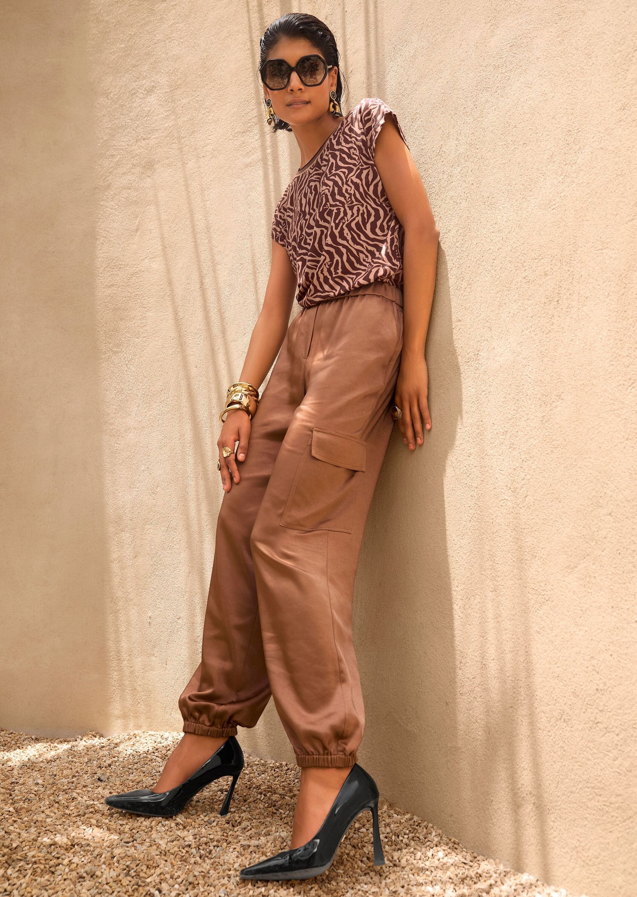 MADELEINE Kurzarmshirt »Shirt Print-Shirt mit kurzem Arm, abstraktes Muster« Ringel-Ausschnitt