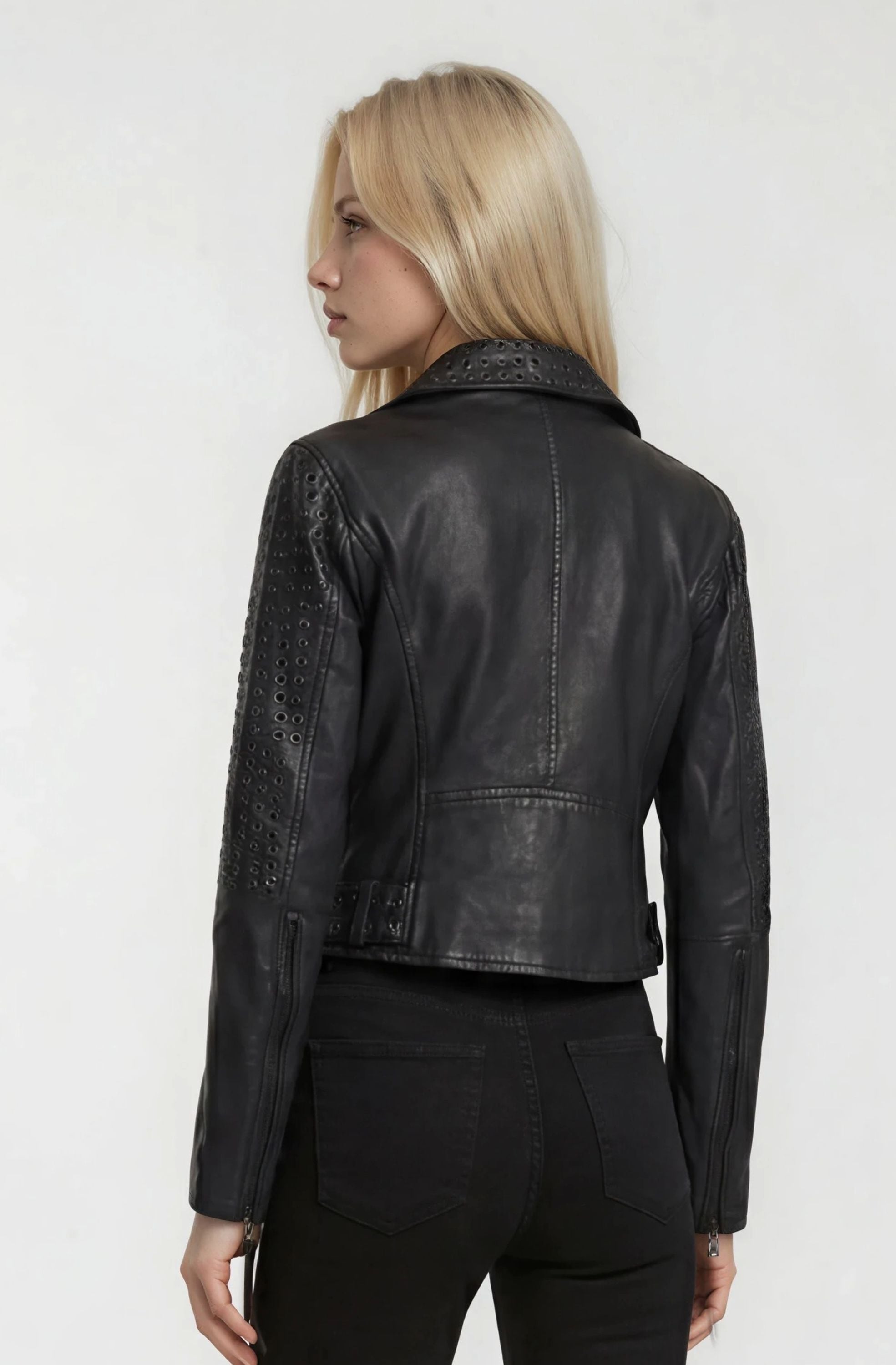 trueprodigy Lederjacke »Raven mit Nieten und Reißverschluss Details« ohne Kapuze