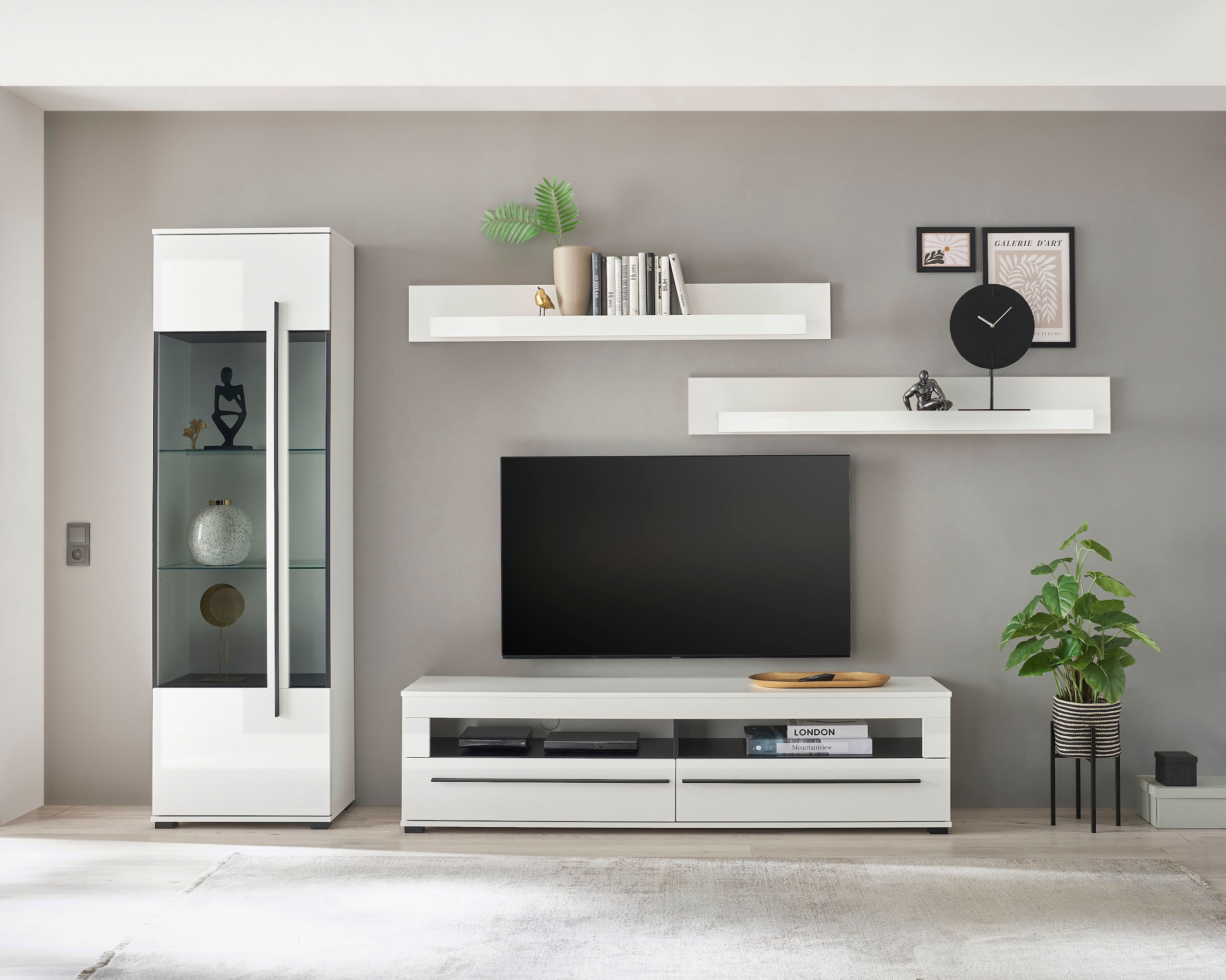 Home affaire Wohnwand »Cantara, moderne Anbauwand, Wohnzimmer-Set, in Eiche Evoke oder Weiß« Set, 