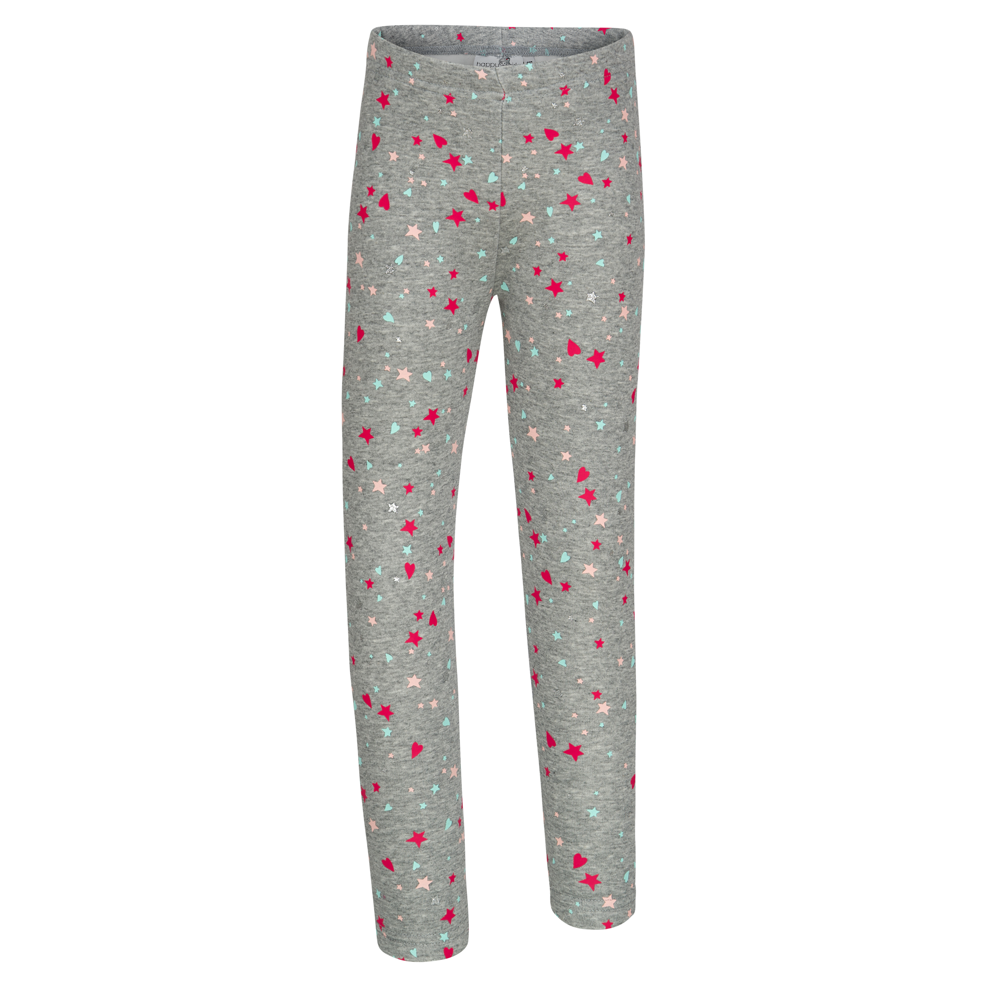 Happy Girls Mädchen Sweatleggings im tollen Sternen-Herzen-Alloverprint in grau, Größe 104