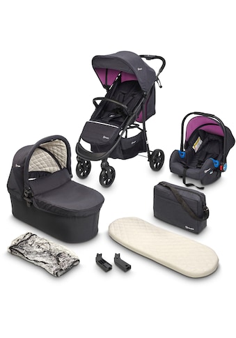 Kombi-Kinderwagen »Style - 3in1, schwarz/lila«, inkl. Babyschale mit Adaptern u....