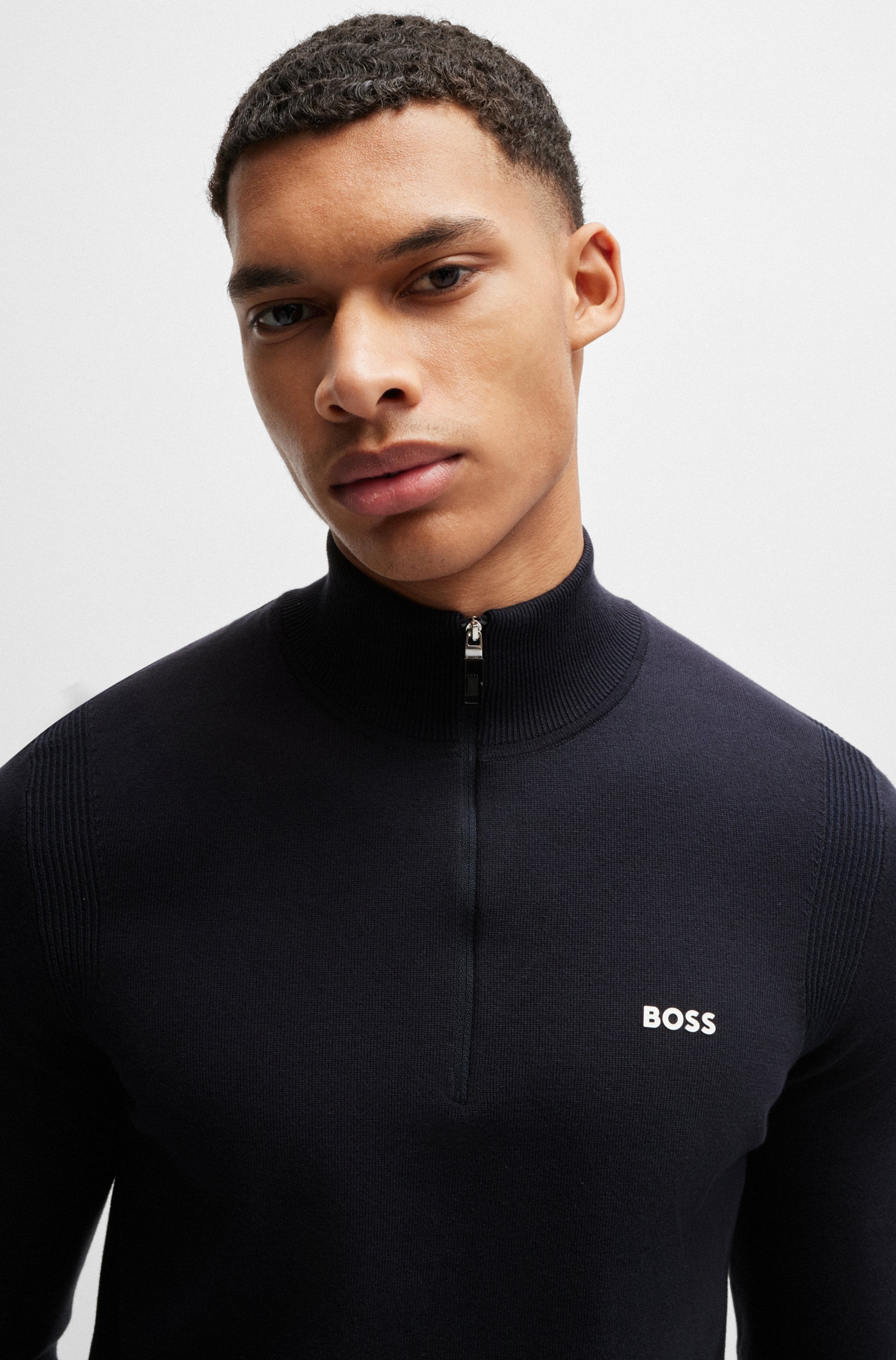 BOSS GREEN Strickpullover »Ever-X QZ«, mit Reißverschluss