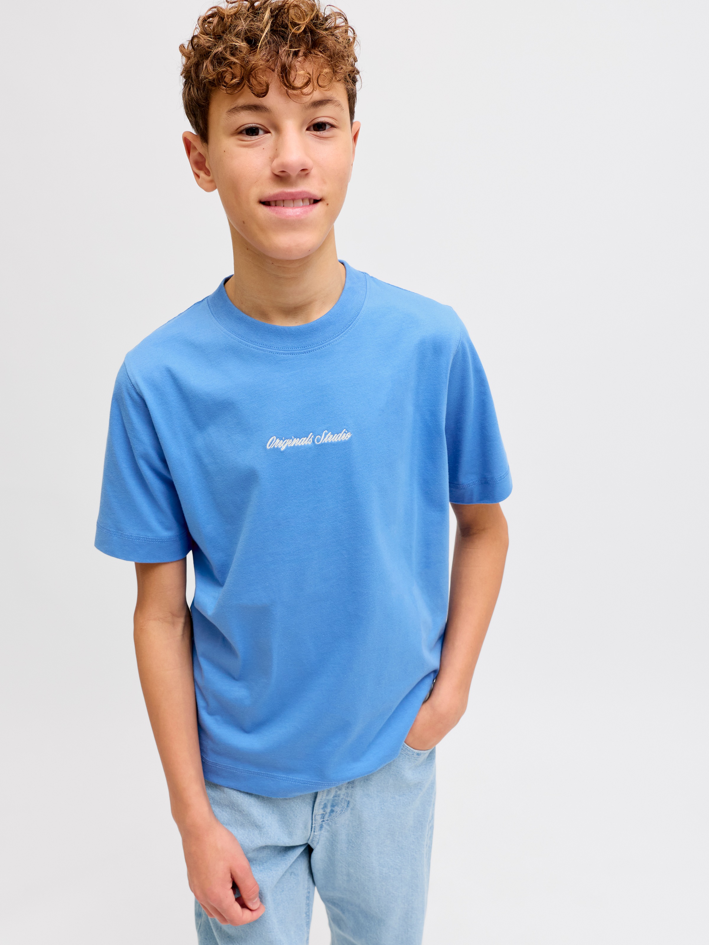 Jack & Jones Junior T-Shirt »JORNORREBRO EMB TEE SS CN NOOS JNR« Baumwolle, relaxed fit, Kurzarm