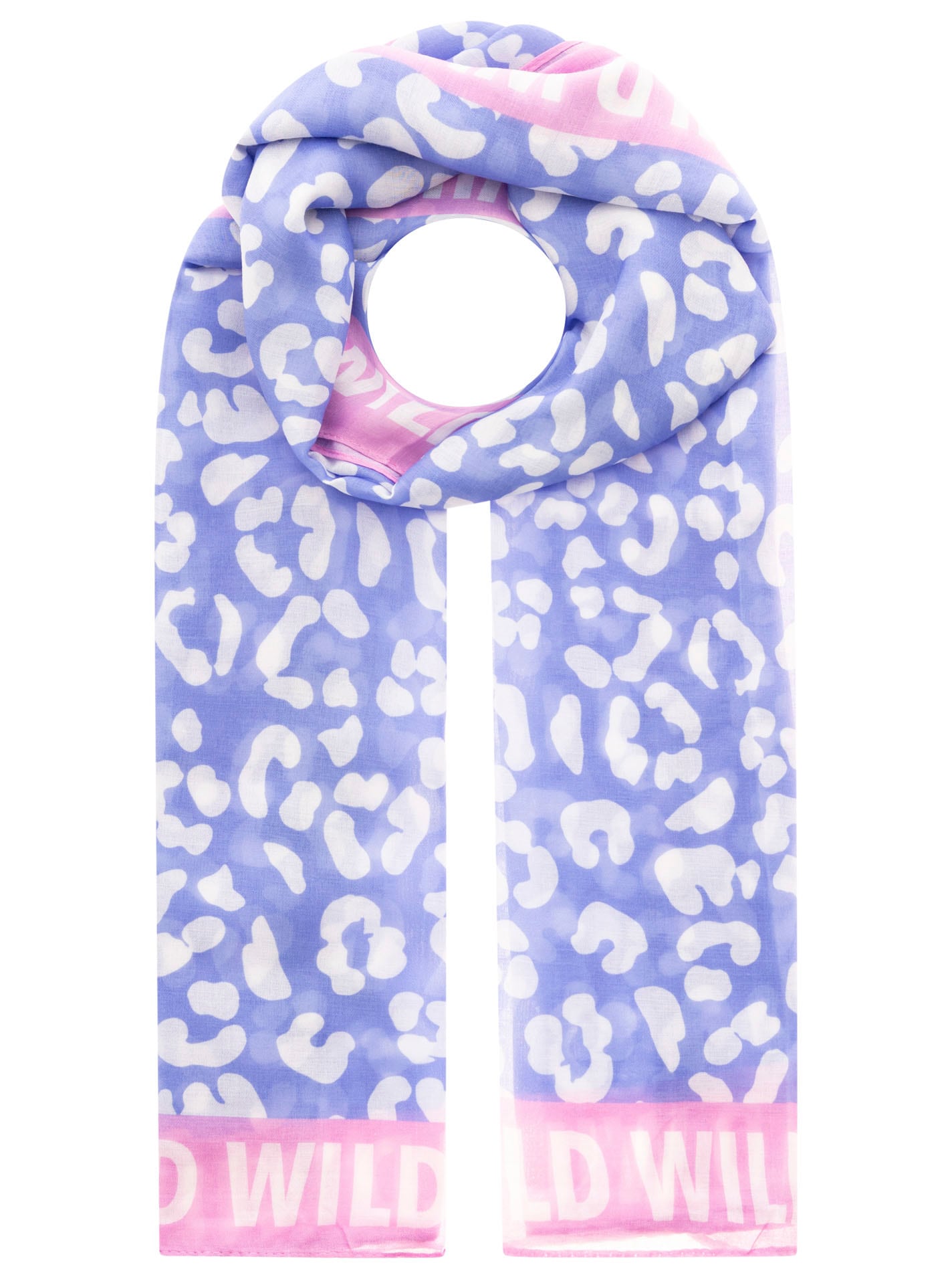 Zwillingsherz Schal »"Leo Dreams"« Leomuster und Schriftzug, transparenter Look