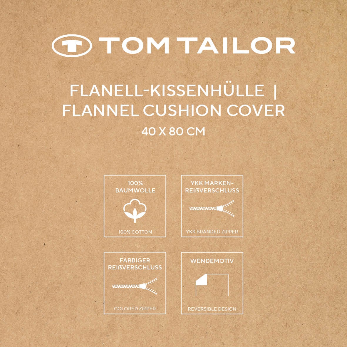 TOM TAILOR HOME Kissenbezüge »new bedroom, Classic Check, 40x40cm oder 40x80cm«, (1 St.), Wendedesign mit Markenreißverschluss