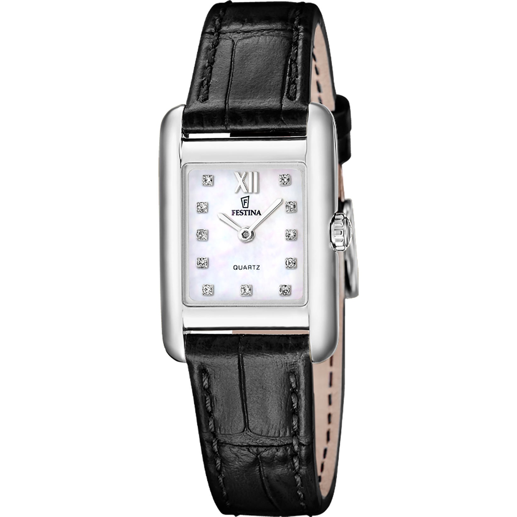Festina Quarzuhr »On the Square« Armbanduhr, Damenuhr, Lederarmband, analog