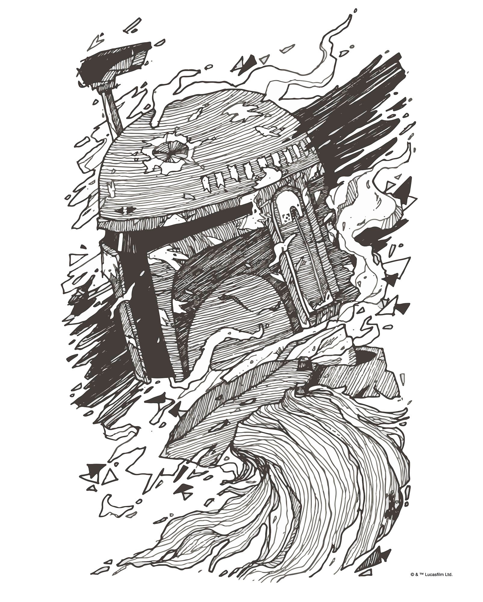 Komar Bild »Star Wars Boba Fett Drawing«, Disney, (1 St.), Wandbild zur Dekoration im Kinderzimmer - ohne Rahmen