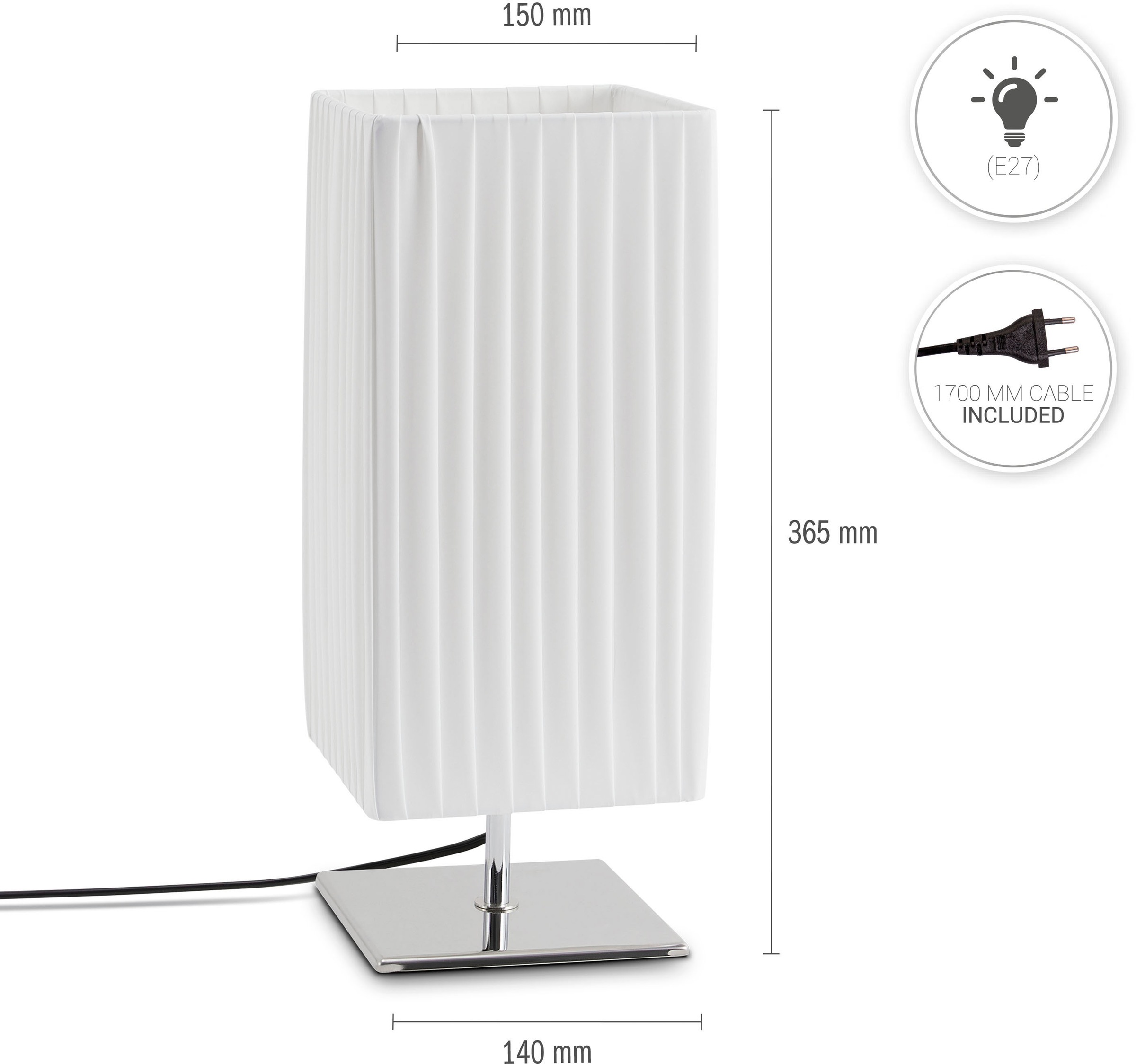 Paco Home Tischleuchte »KIRSTEN«, Leuchtmittel E27 | ohne Leuchtmittel, LED  Wohnzimmer Schlafzimmer Modern Zeitlos Chrome E27