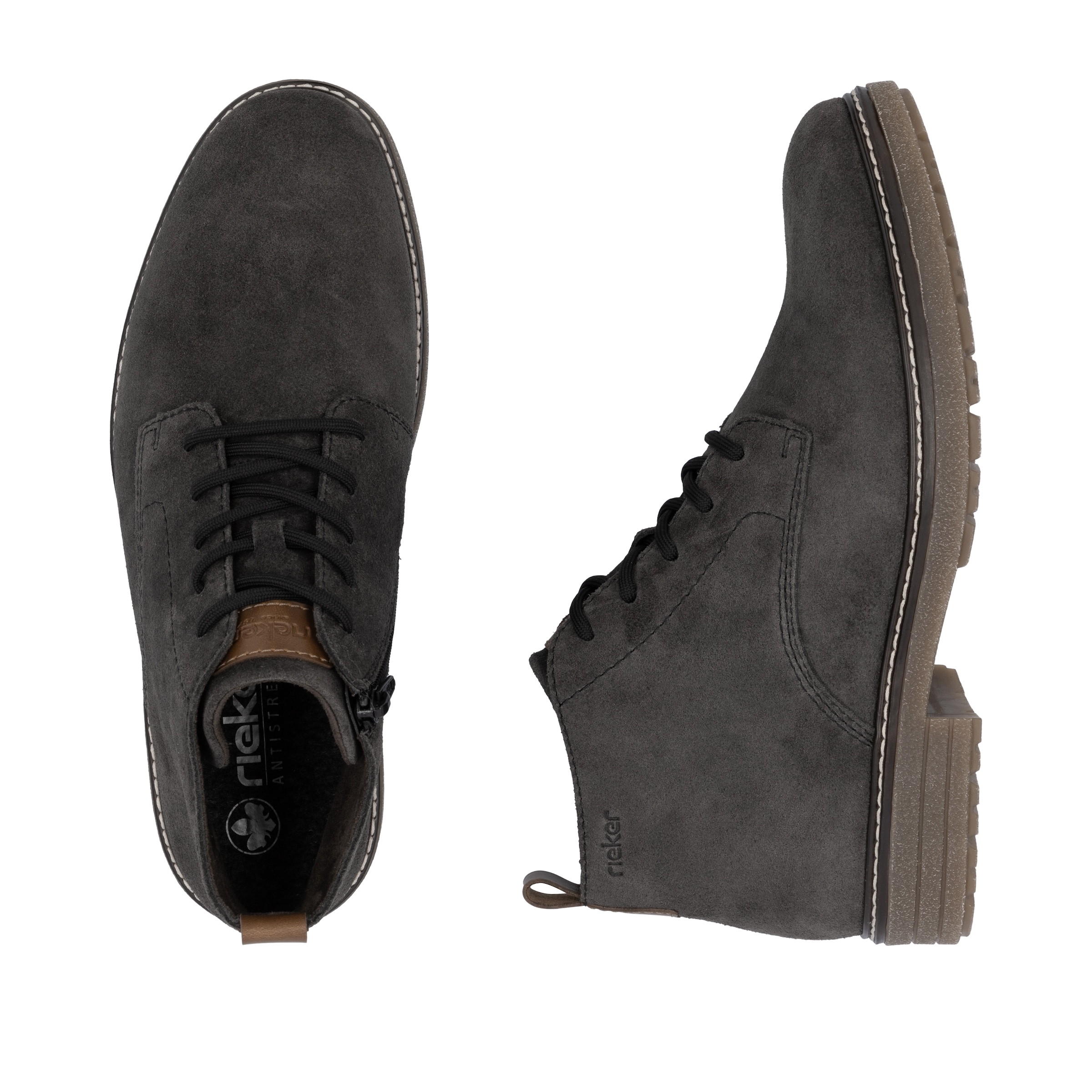 Rieker Schnürstiefelette, Schnürboots, Workerboots, Profilsohle, mit Anziehlasche