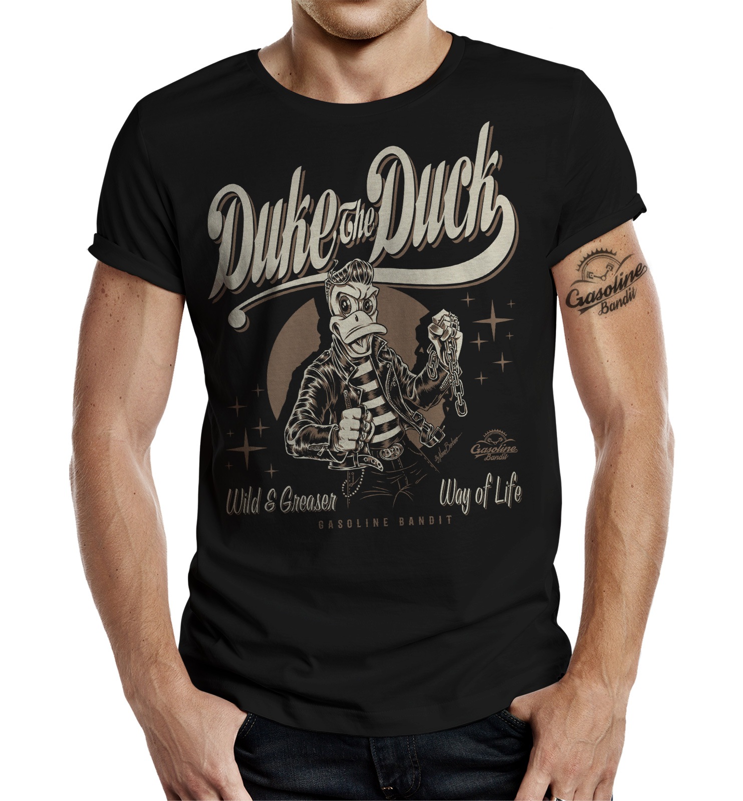 GASOLINE BANDIT® T-Shirt mit Duke the Duck-Frontprint 3139967
