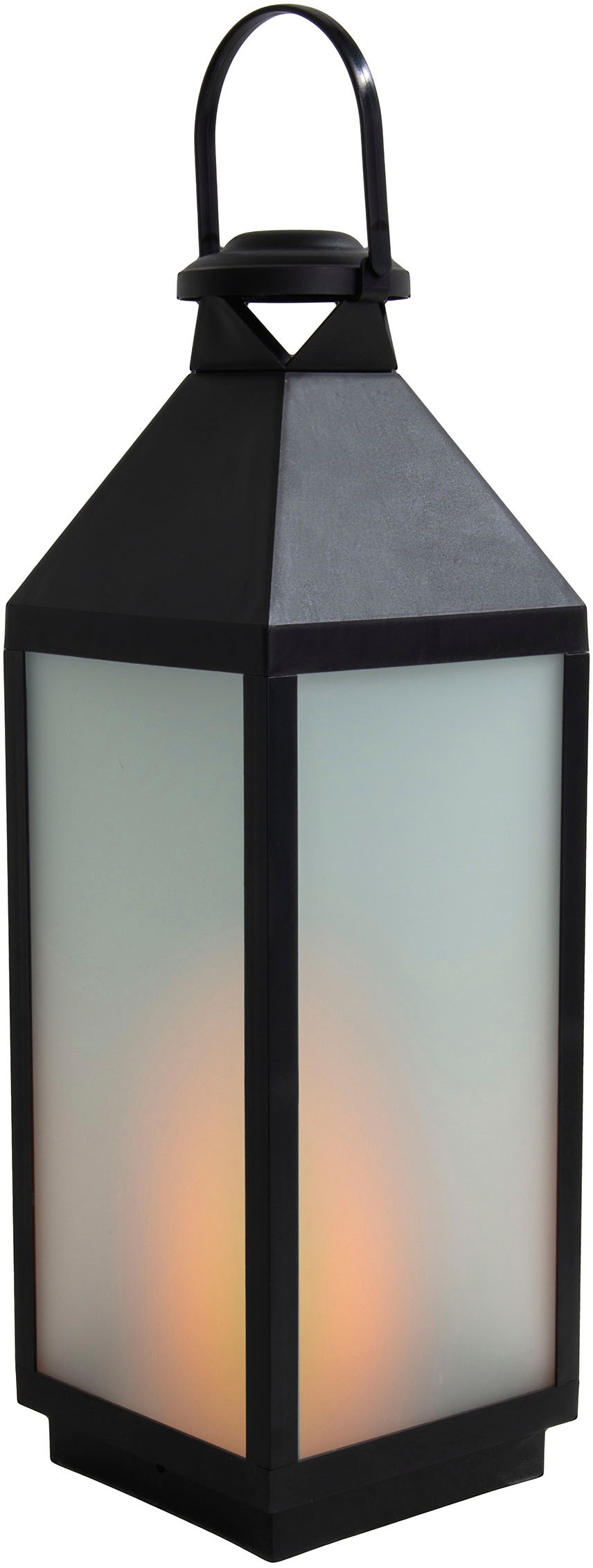 näve LED Dekolicht »Doris«, 1 flammig, Leuchtmittel LED-Modul | LED fest integriert, Laterne, eckig, Flammeneffekt, Timerfunktion, schwarz, Glas matt