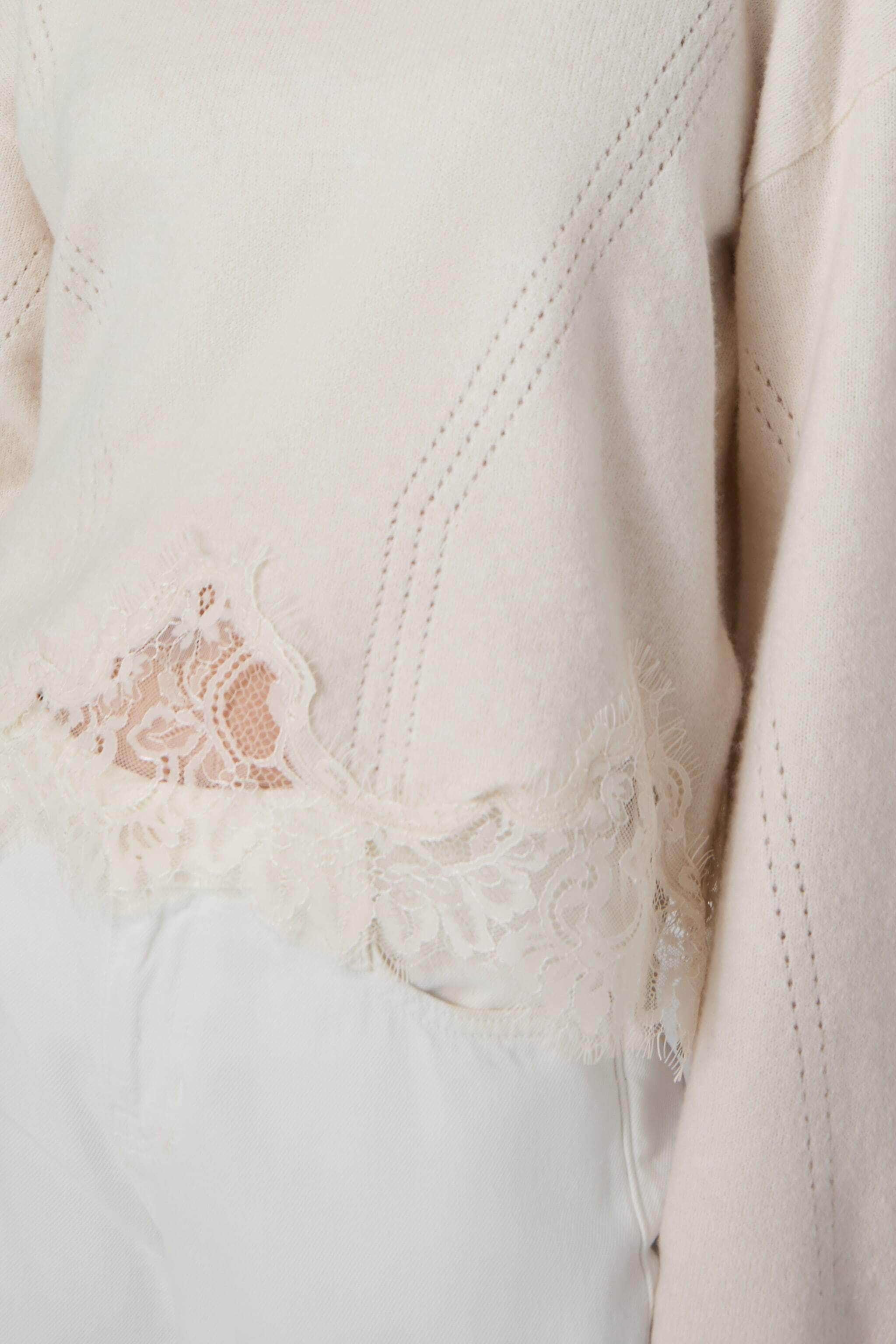 Guess Strickpullover »LS MN HAYDEN LACE SWTR« mit Woll-Anteil, Spitzenbesatz