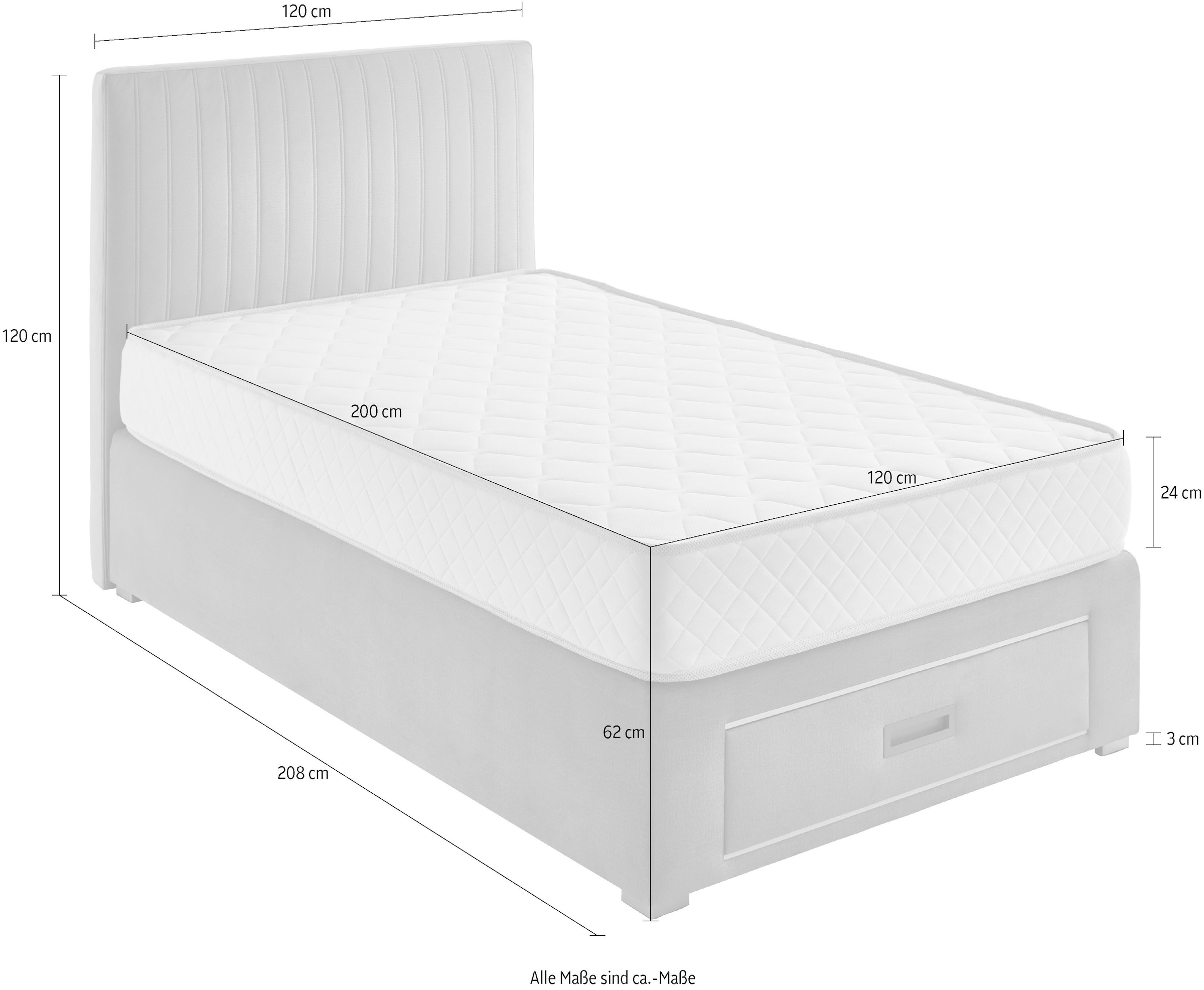 INOSIGN Boxbett »Mackay«, 100% vegan, pflegeleichter Bezug, mit Schubkasten