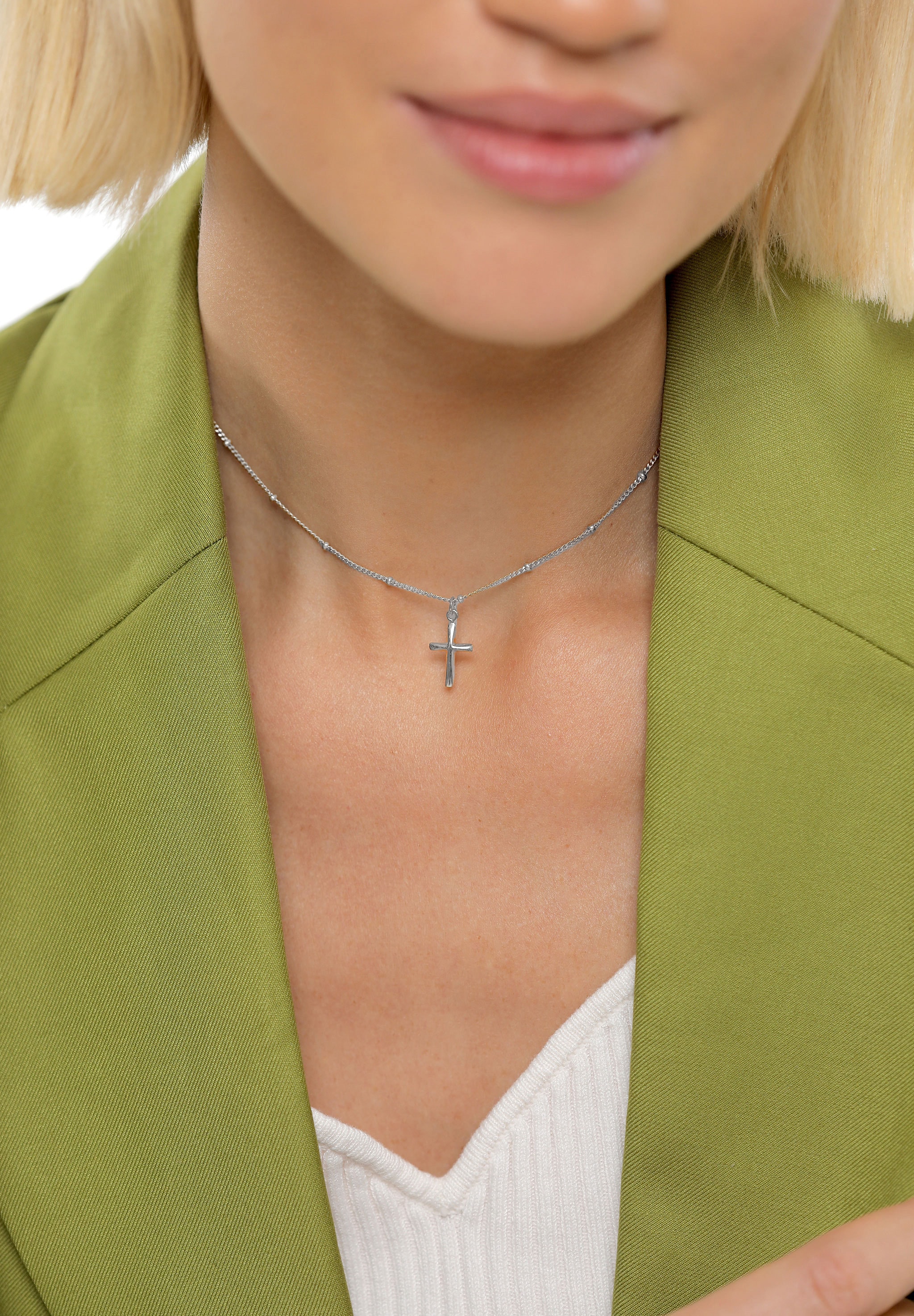 Elli Choker »Halskette Choker Kugelkette Kreuz Glaube 925 Silber«