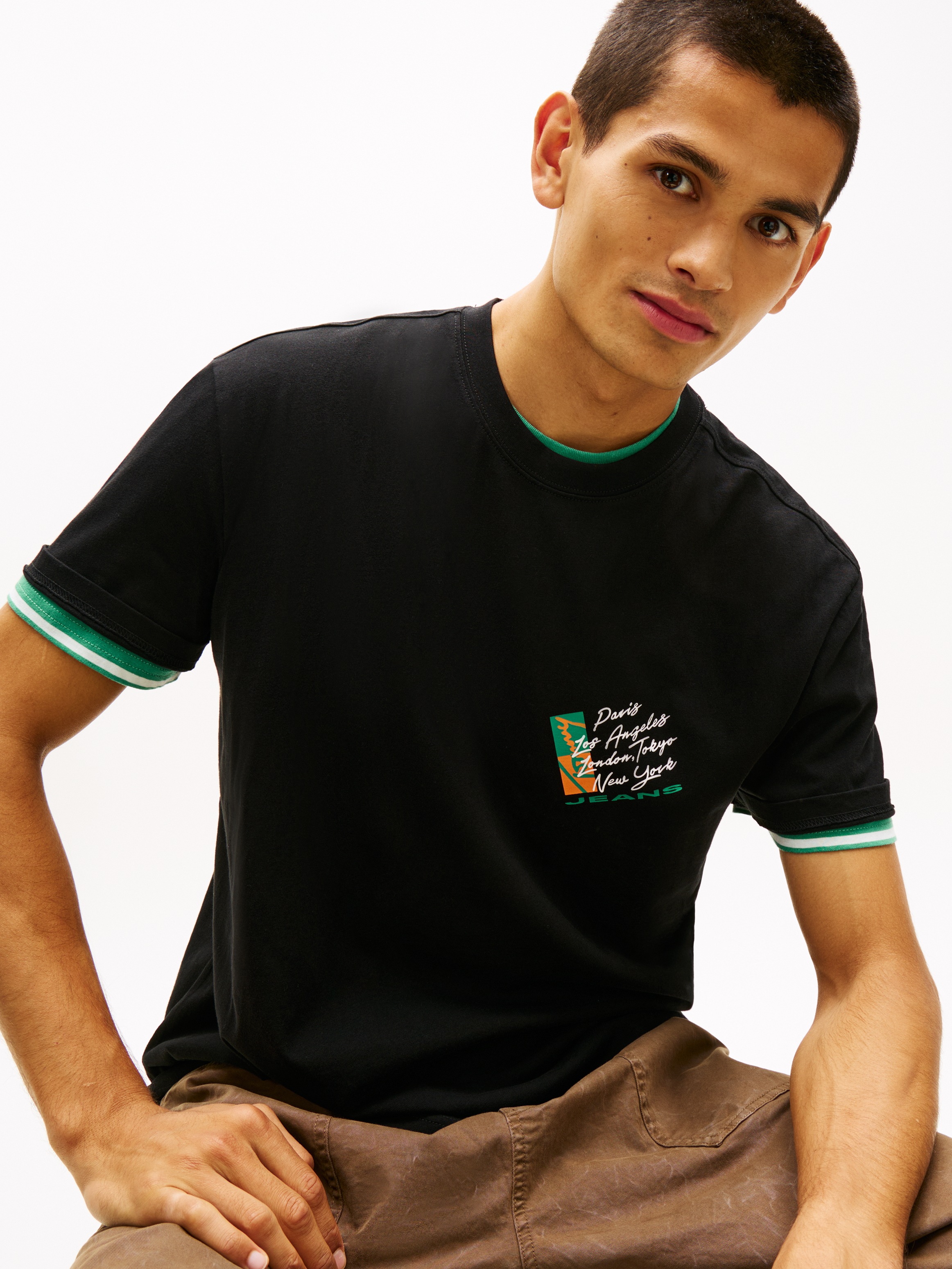 Tommy Jeans T-Shirt »TJM REGULAR FIT SIGN SHIFT« mit Tommy-Logo hinten, Jersey