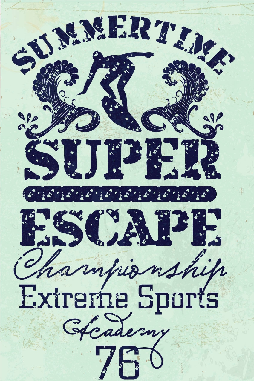 queence Metallbild »Surfer Escape«, Schriftzüge-Schriftzug-Sprüche-Sprüche & Texte, (1 St.), Stahlschilder