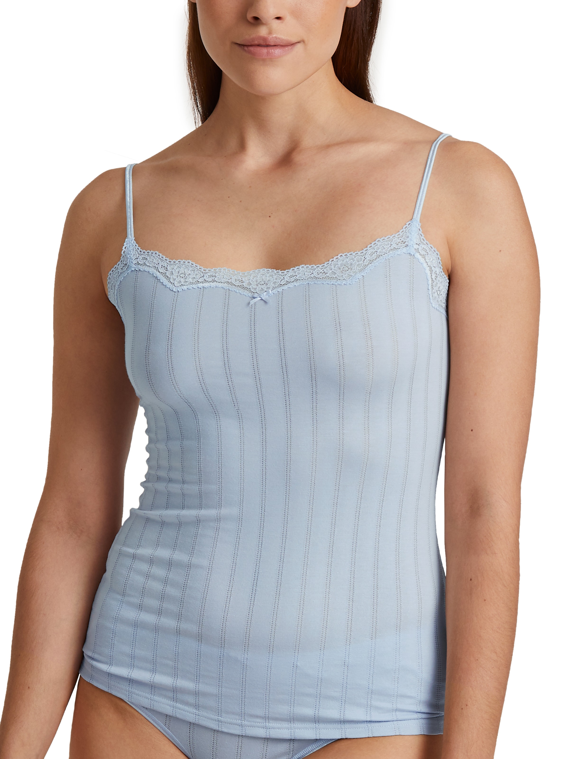 CALIDA Spaghettitop »Etude Toujours« Nadelstreifen-Optik, Spitze, elastisch, weich, Single Jersey Qualität