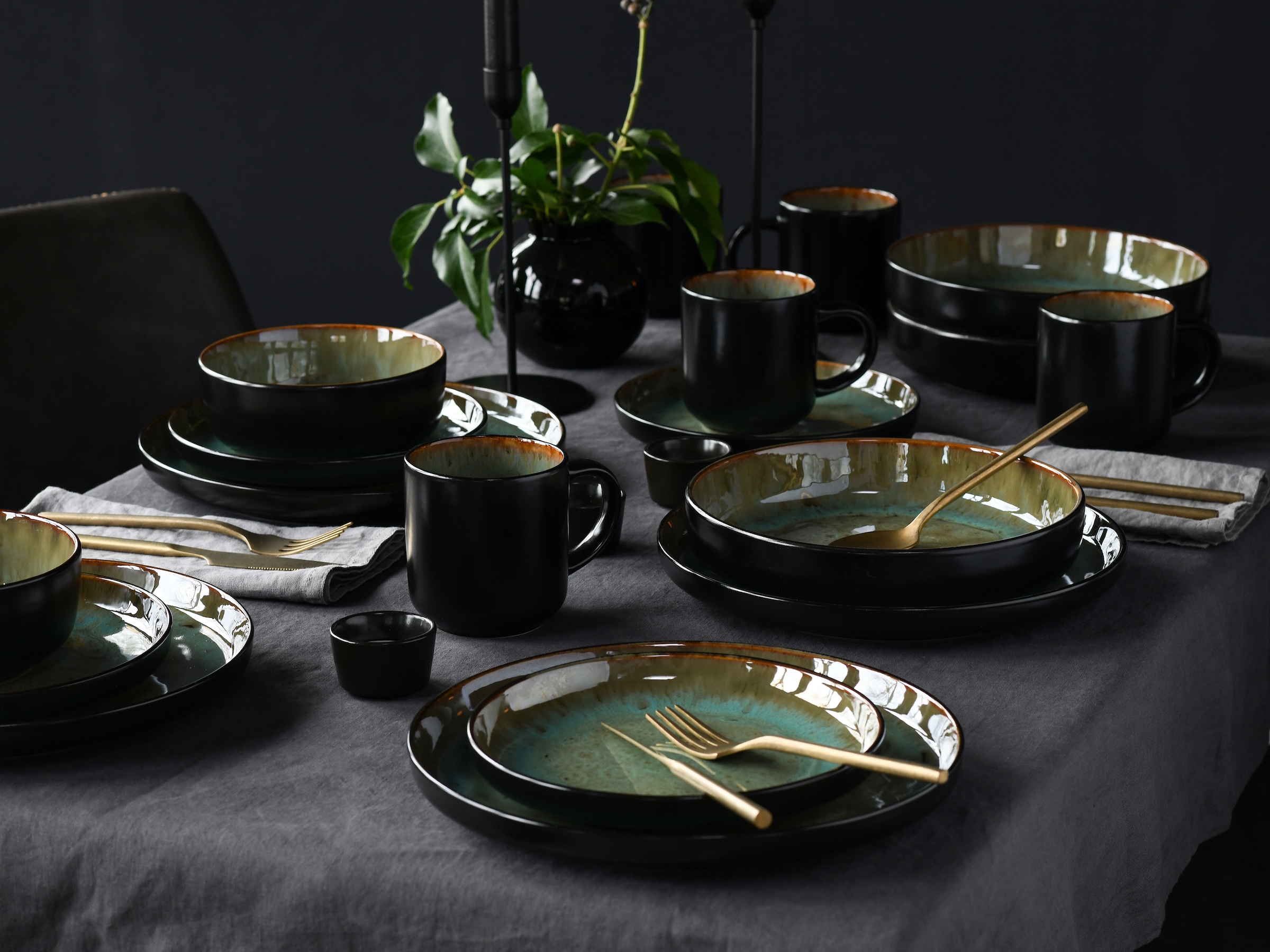 CreaTable Kombiservice »Nordic Fjord«, (Set, 30 tlg.), je 6 Speiseteller, Suppenteller, Dessertteller, Schalen, Kaffeebecher