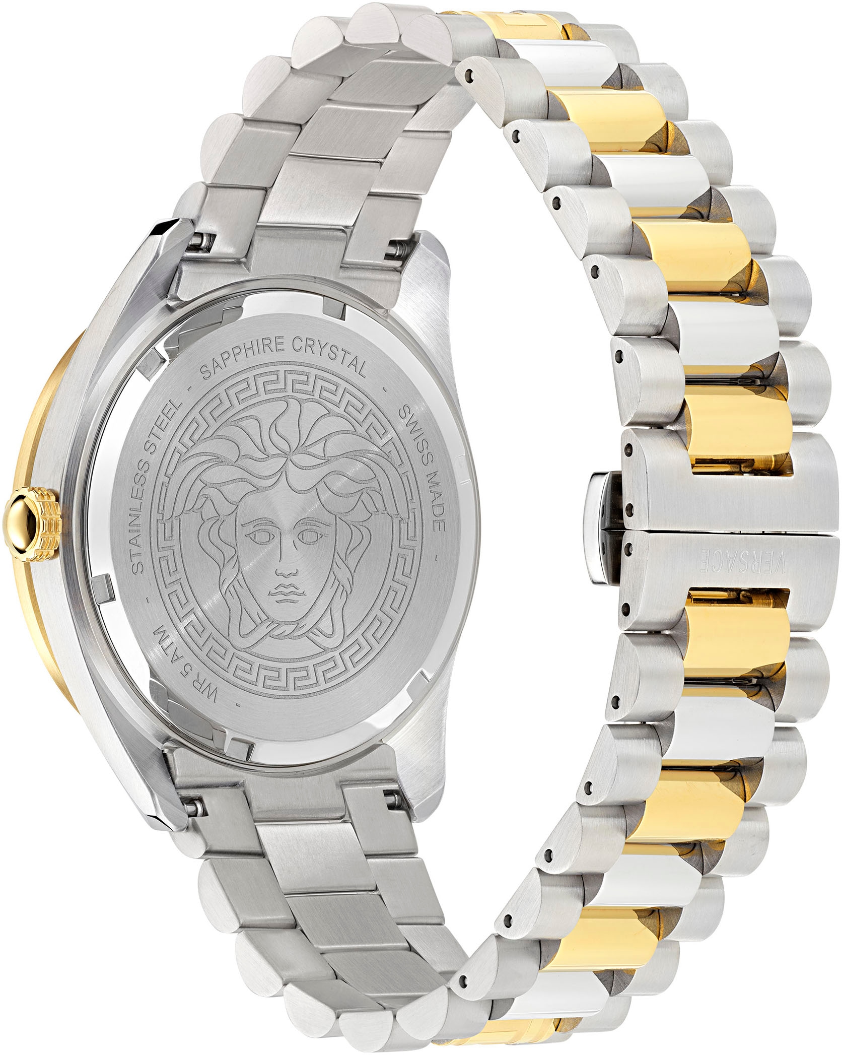 Versace Quarzuhr »V DOME«, Armbanduhr, Herrenuhr, Swiss Made, Leuchtindizes (Zifferblatt), Datum