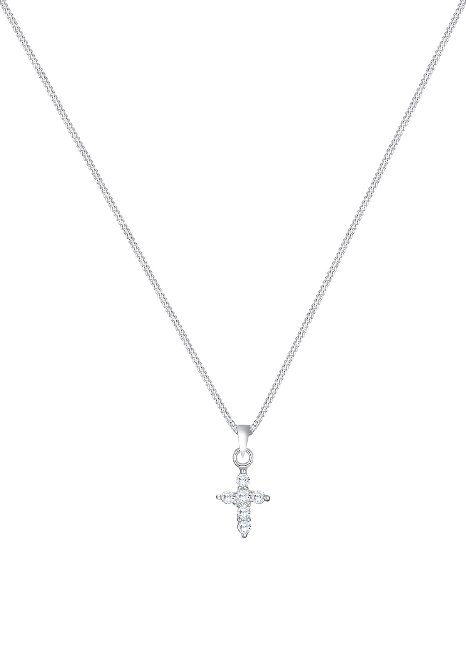 Elli Silberkette »Halskette Kreuz Zirkonia Weiß 925 Sterling Silber«