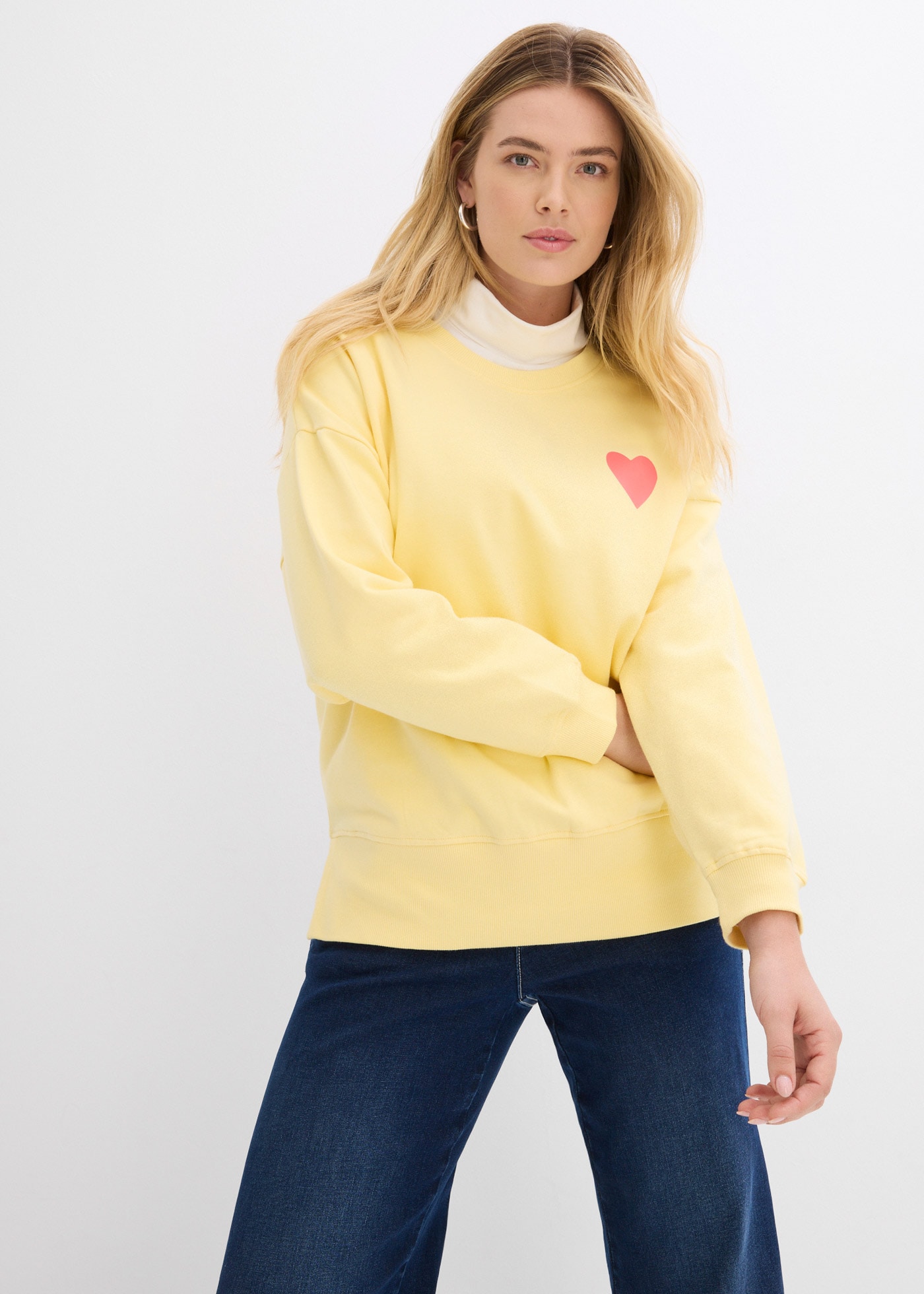 bonprix Sweatshirt , lässiger Schnitt, überschnittene Schulter, Oversize-Passform
