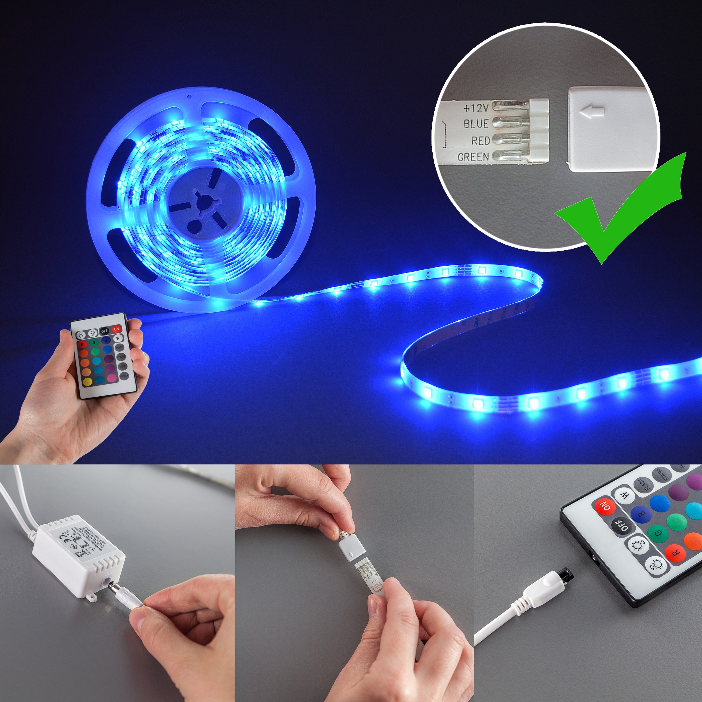 B.K.Licht LED-Streifen, 5m LED Band/Stripe dimmbar OTTO inkl. bei Fernbedienung Farbwechsel IP44