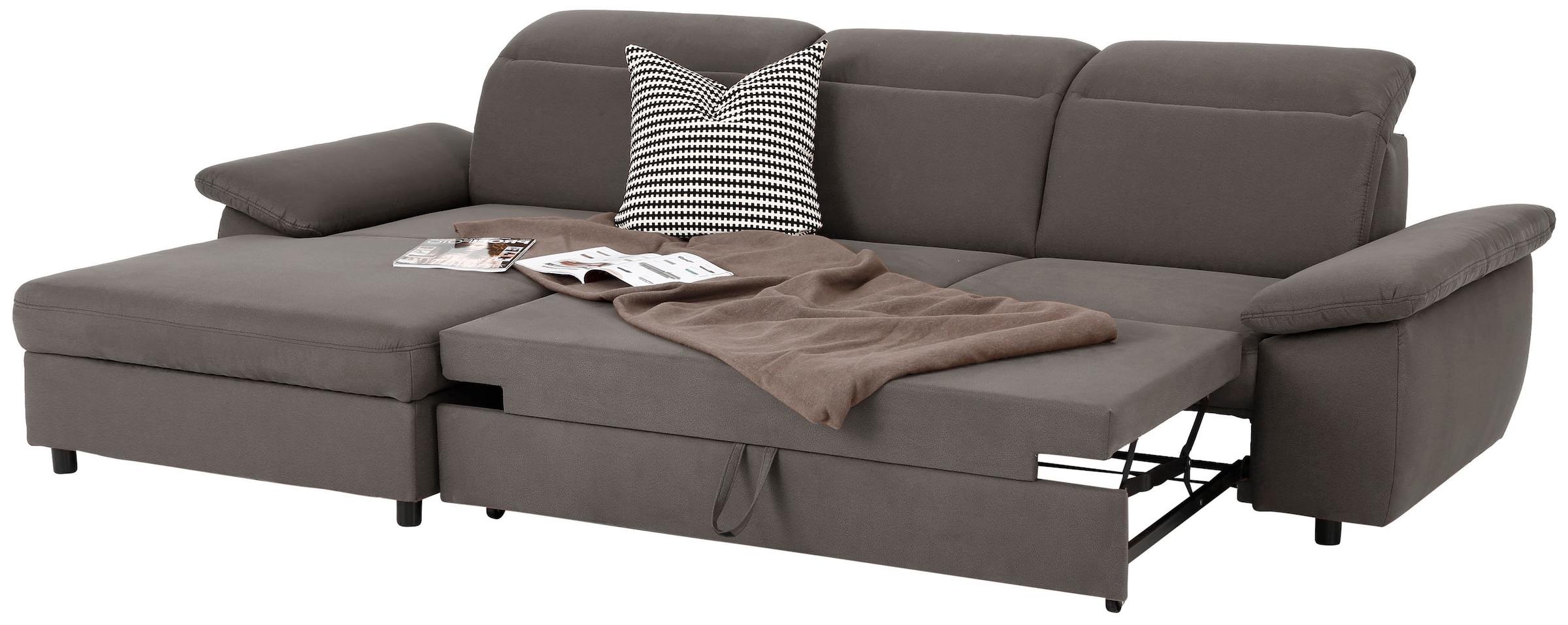 Home affaire Ecksofa »Mauritius L-Form«, mit Kopfteil- und Armlehnverstellung, mit Bettfunktion und Bettkasten