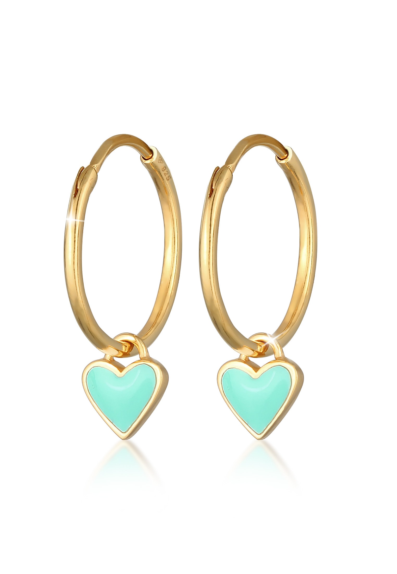 Elli Paar Creolen »Ohrringe Creolen Herz Love Emaille 925 Silber«