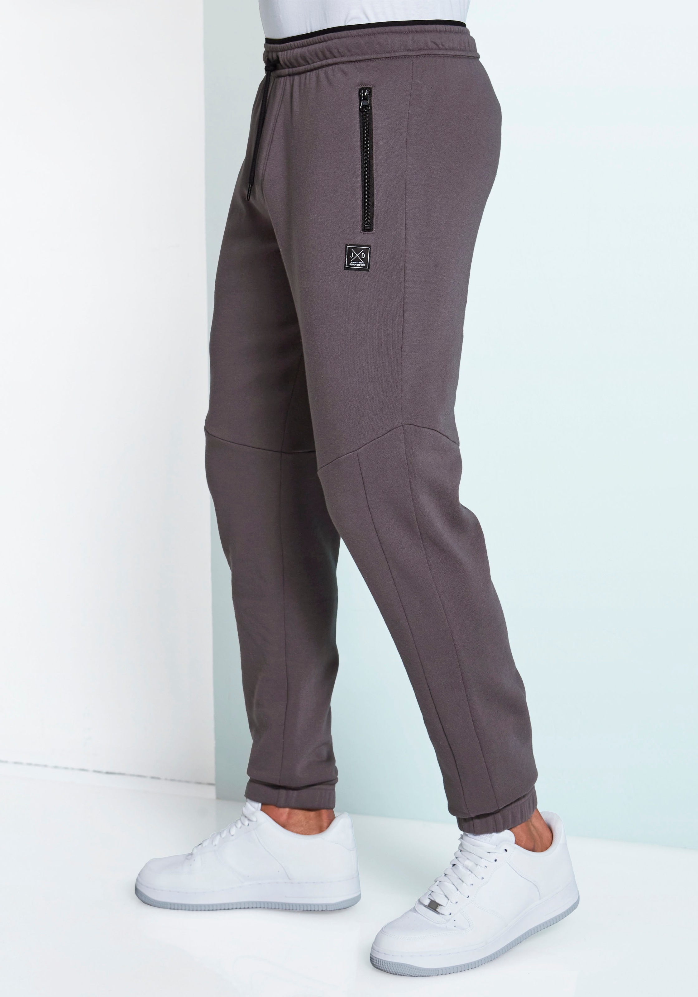 John Devin Sweathose  Jogginghose mit seitlichen Taschen und Bindeband aus Baumwoll-Mix
