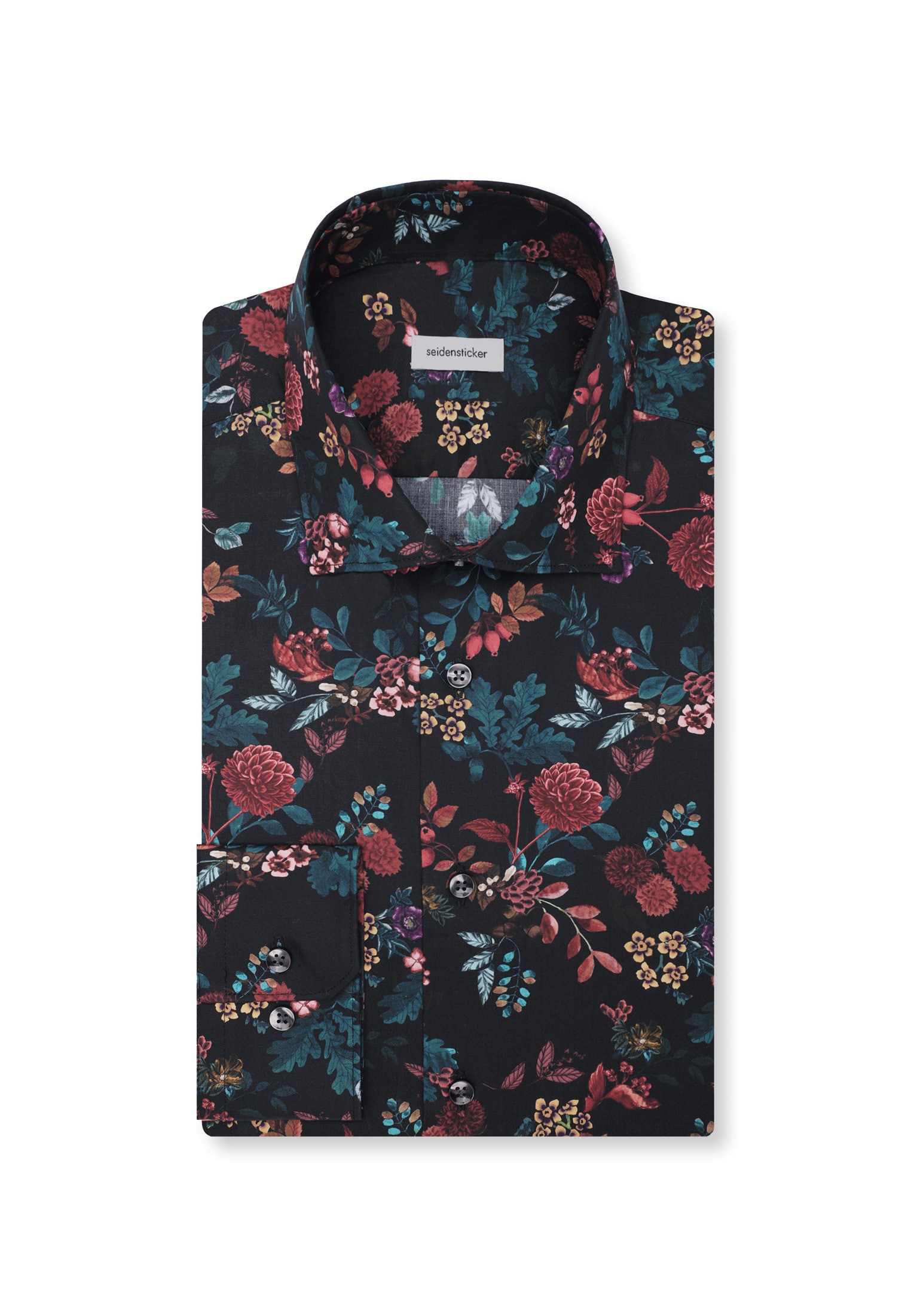 seidensticker Businesshemd »Schwarze Rose« Regular 1/1 Kentkragen Geblümt