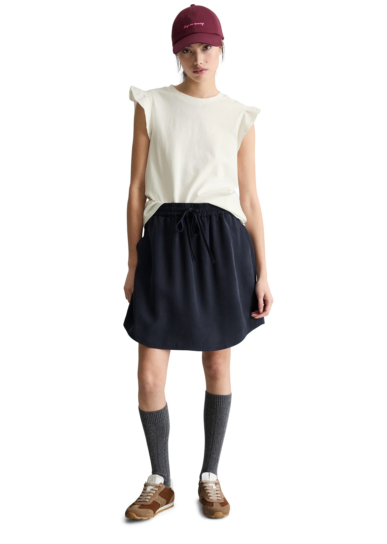 Marc O'Polo DENIM Shirttop Volant-Ärmel, regular fit aus Material-Mix