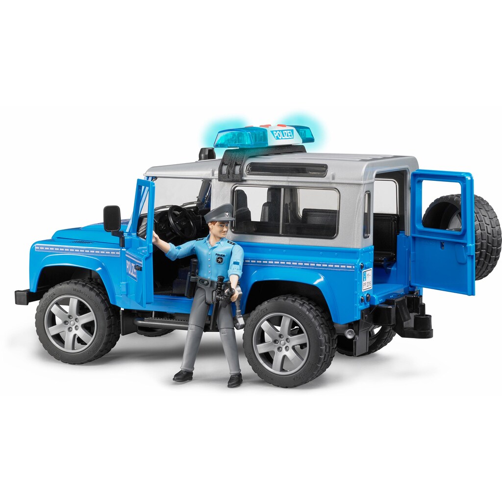 Bruder® Spielzeug-Polizei »Land Rover Defender St. Wagon Polizeifahrzeug, 1:16, blau«