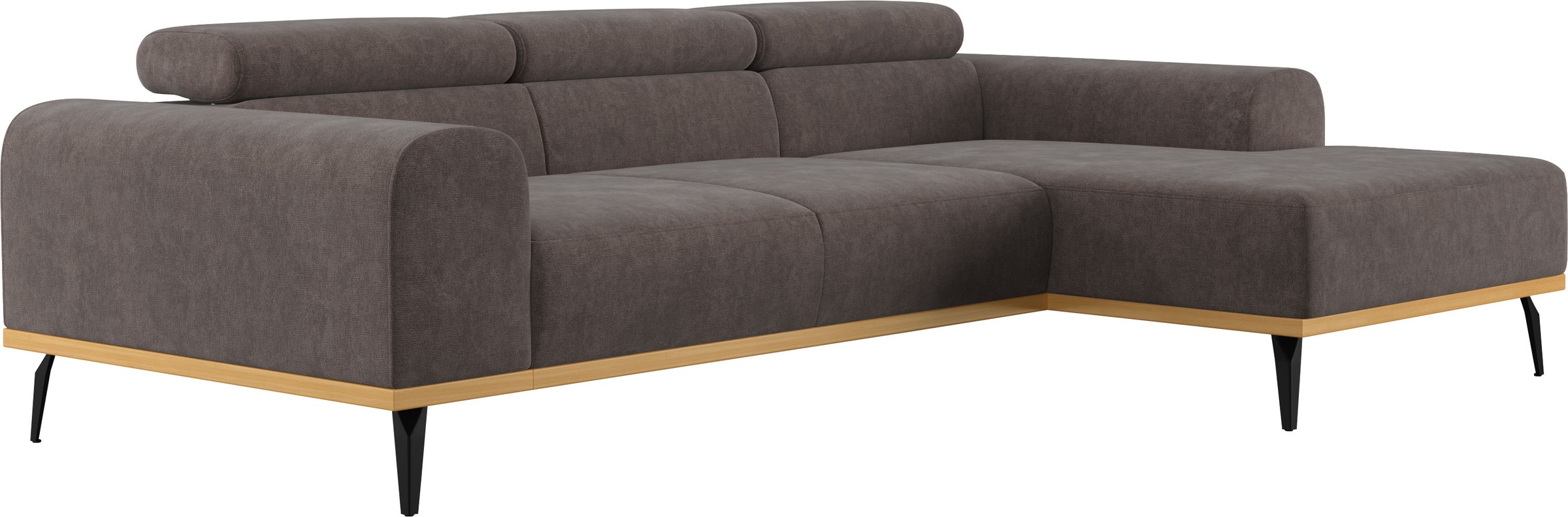 Places of Style Ecksofa »Carlo L-Form«, mit Kopfteilverstellung & Holz-Rahmenoptik, wahlweise Relaxfunktion