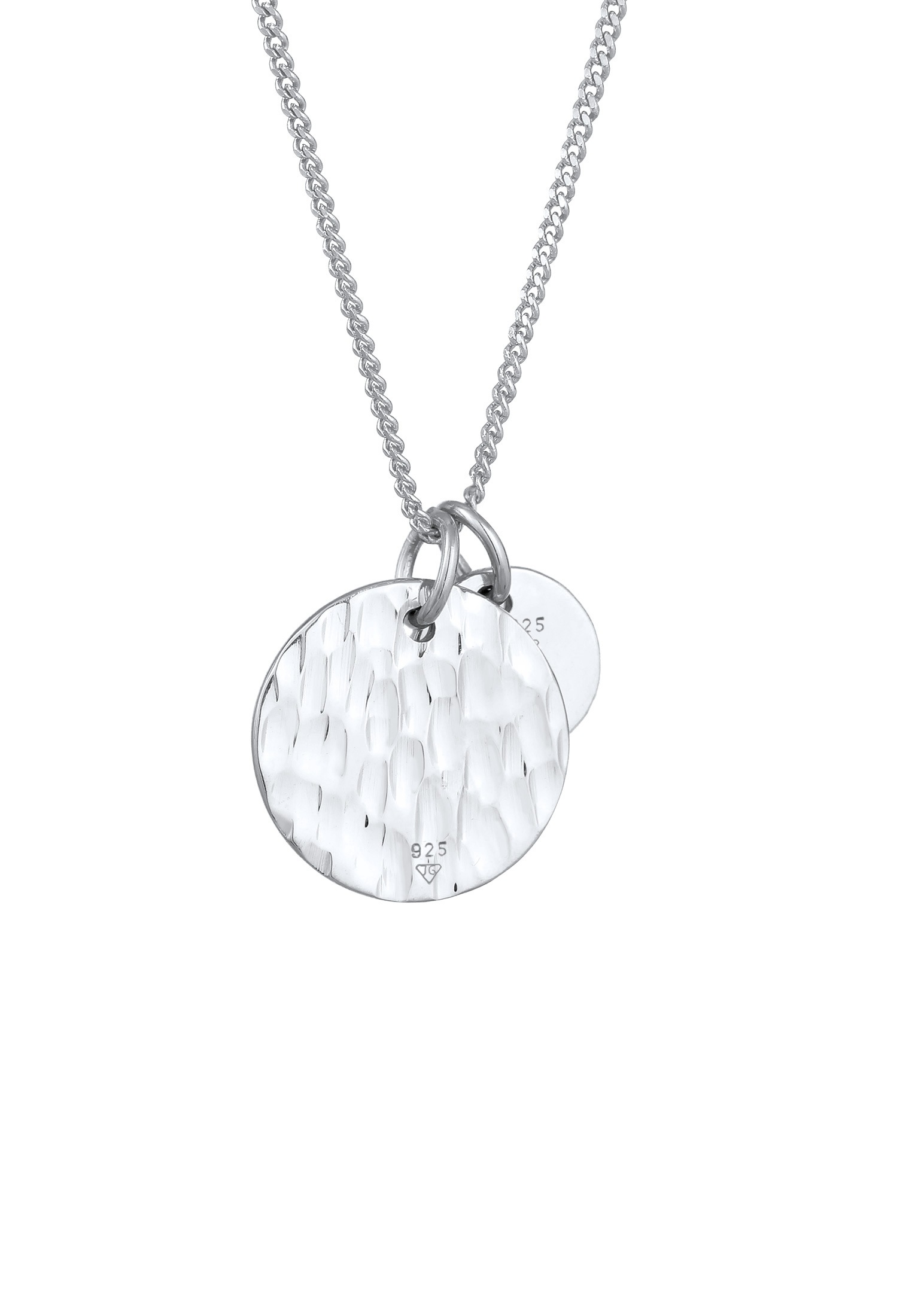 Elli Kette mit Anhänger »Halskette Plättchen Münzen Gehämmert Look 925 Silber«