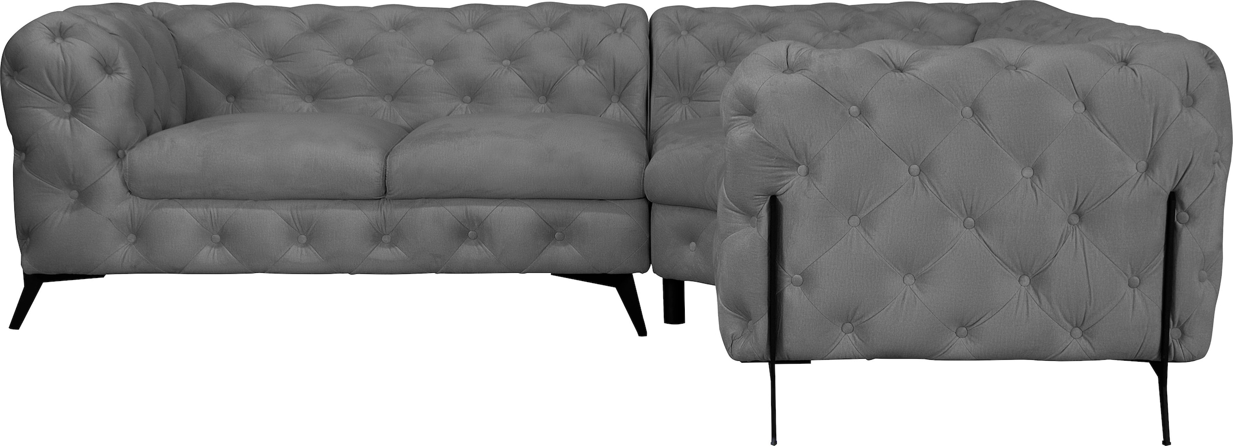 Leonique Chesterfield-Sofa »Amaury L-Form« Chesterfield-Optik,  Breite/Tiefe je 262 cm, Fußfarbe wählbar
