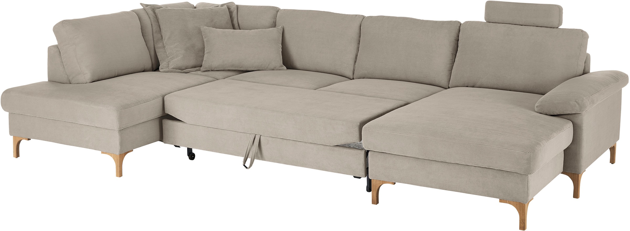 3C Candy Wohnlandschaft »Lecce, wahlweise PUR-Schaumstoff oder Tonnentaschenfederkern U-Form« Bettkasten in Umbauecke und Longchair, sowie Querschläfer im 2-Sitzer