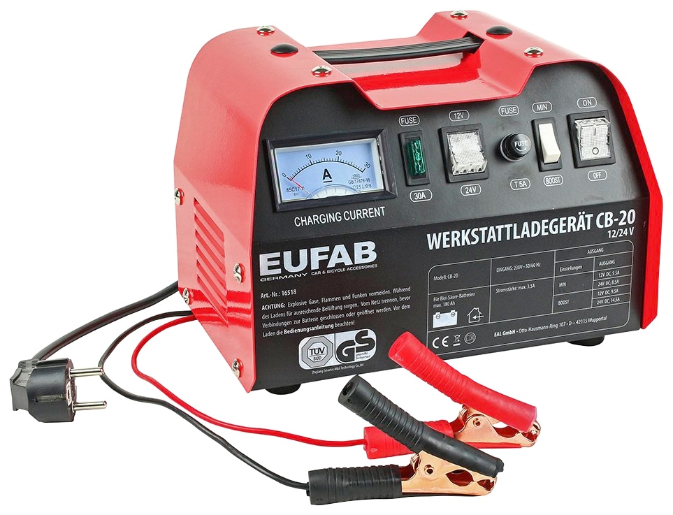 EUFAB Batterie-Ladegerät »CB-20«, 14500 mA, 12 V/24 V