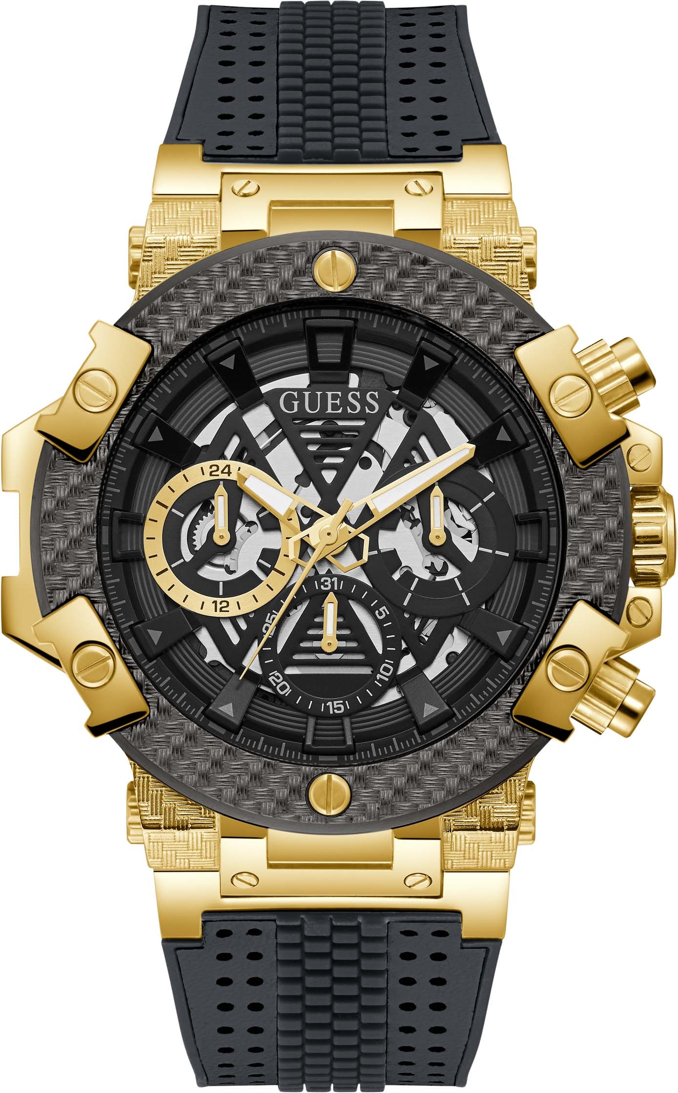 Guess Multifunktionsuhr »CARBON«, Armbanduhr, Quarzuhr, Herrenuhr