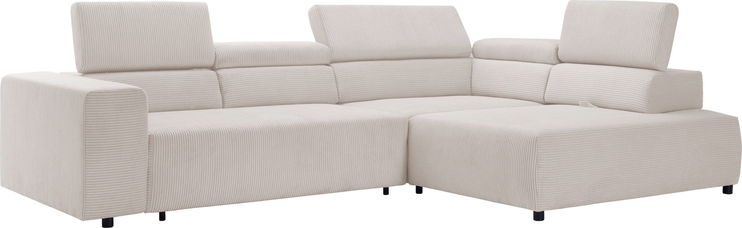 exxpo - sofa fashion Ecksofa »VITTORIO mit Komfortfunktionen, bequem und modern, Cord, L-Form«, inkl. Kopfteil- und Sitztiefenverstellung, wahlweise mit Bettfunktion