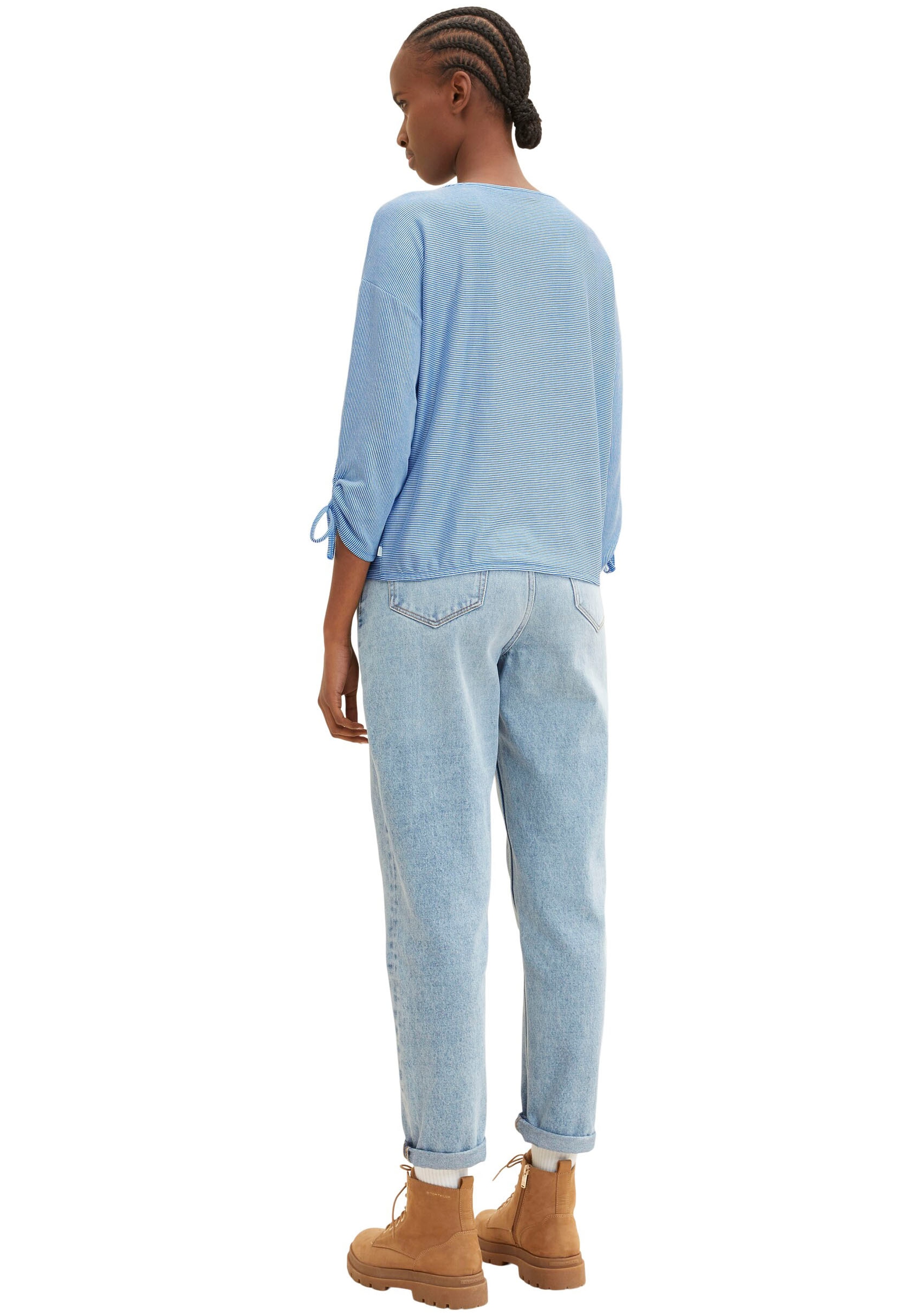 TOM TAILOR Denim 3/4-Arm-Shirt, in feiner Rippoptik
