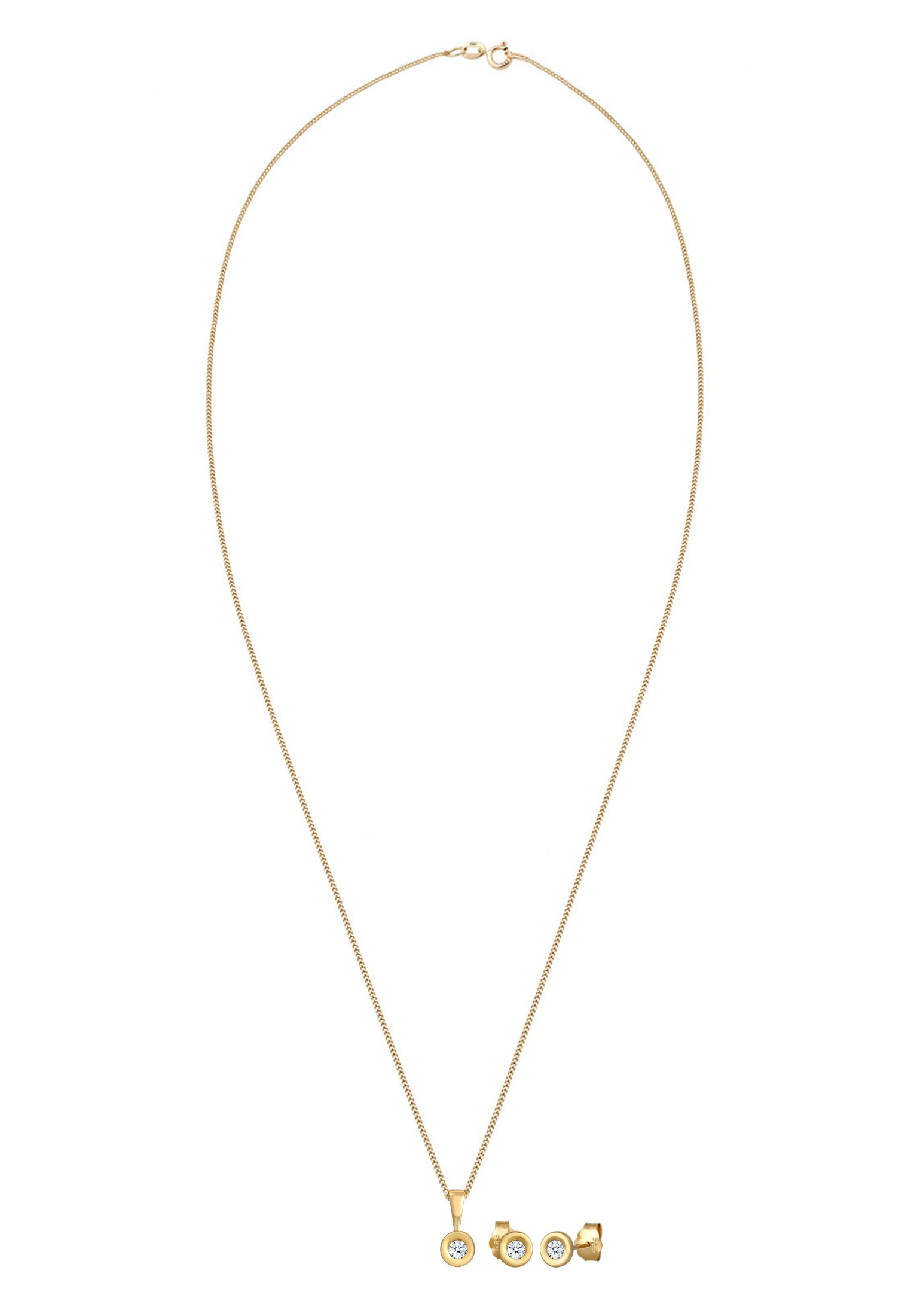 Elli DIAMONDS Ohrring und Ketten Set »Schmuckset Set mit Diamanten Weiß Brillantschliff (0.23 ct) 585 Gelbgold«