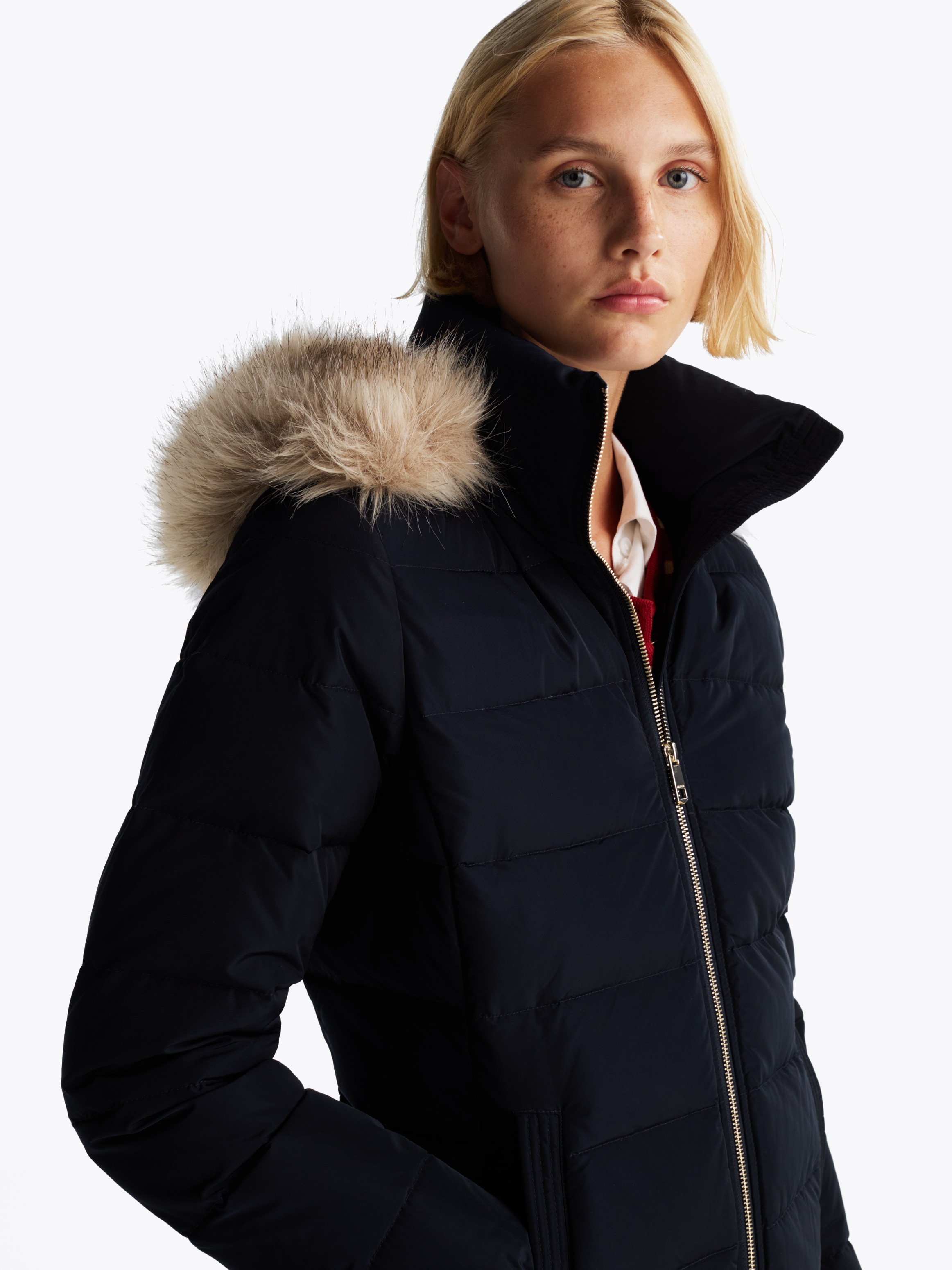 Tommy Hilfiger Steppmantel »HERITAGE DOWN TYRA COAT WITH FUR«, mit Fellimitat