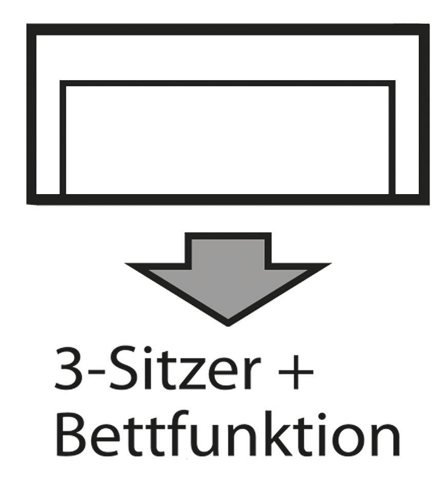 INOSIGN 3-Sitzer Beatrice Schlafsofa, wahlweise auch mit Bettfunktion und Bettkasten, incl. 2 Zierkissen