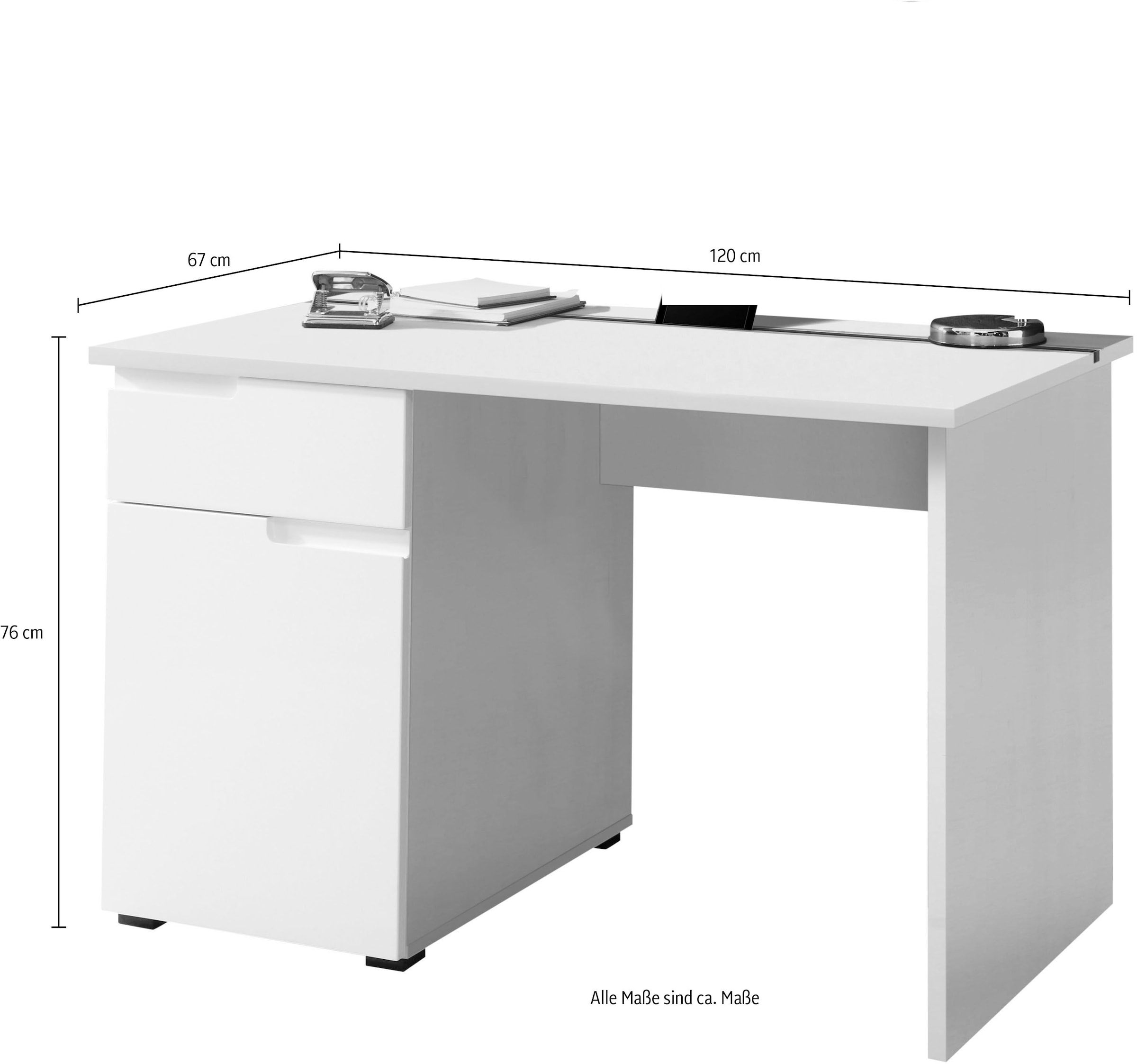 BEGA OFFICE Schreibtisch »Spice«, Home Office Desk mit Griffmulden, in 2 Breitenvarianten