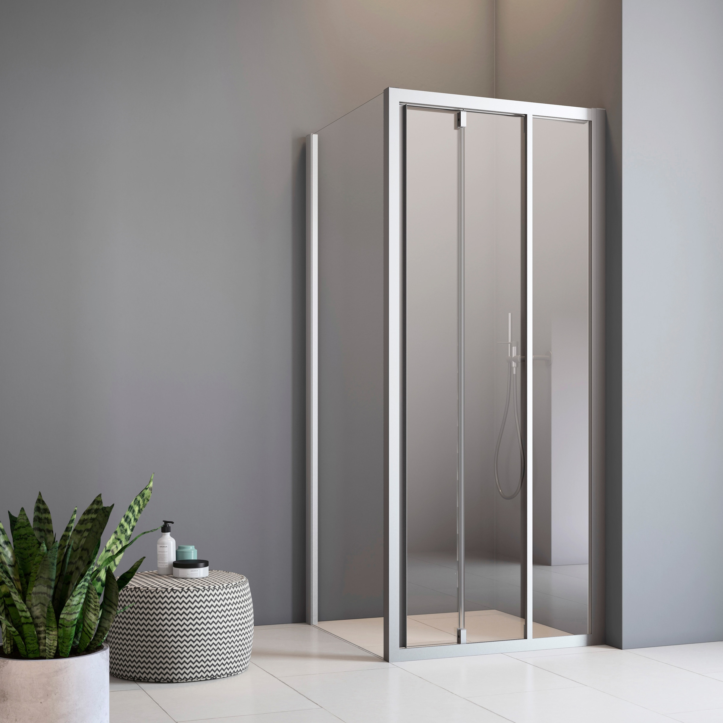 Maw By Geo Eckdusche »A-FS51« mit Schiebetür in silberfarben, Größe B/H/T: 90 cm x 175 cm x 90 cm